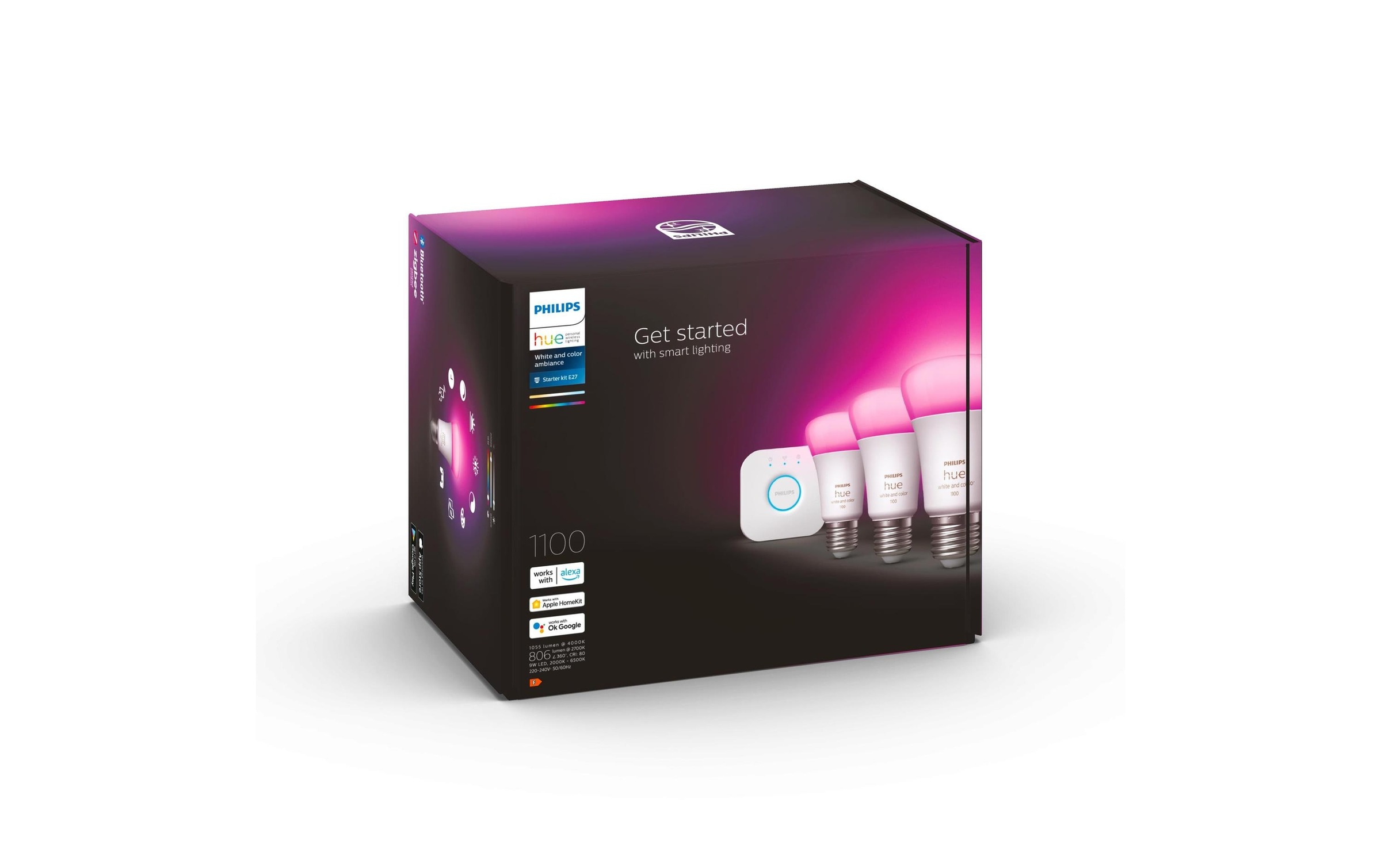 Philips Hue Smarte LED-Leuchte "White & Color Ambiance, 3 x E27, 75 W" E27 Farbwechsler  Kaltweiss  Neutralweiss  Tageslichtweiss  Warmweiss