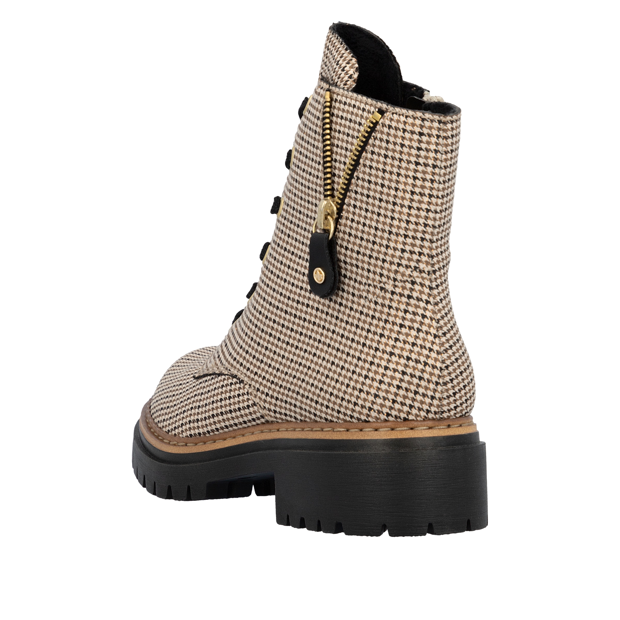 Rieker Bottes à lacets  Schnürboots, Herbstboots, Profilsohle, Blockabsatz, im Pepita-Look