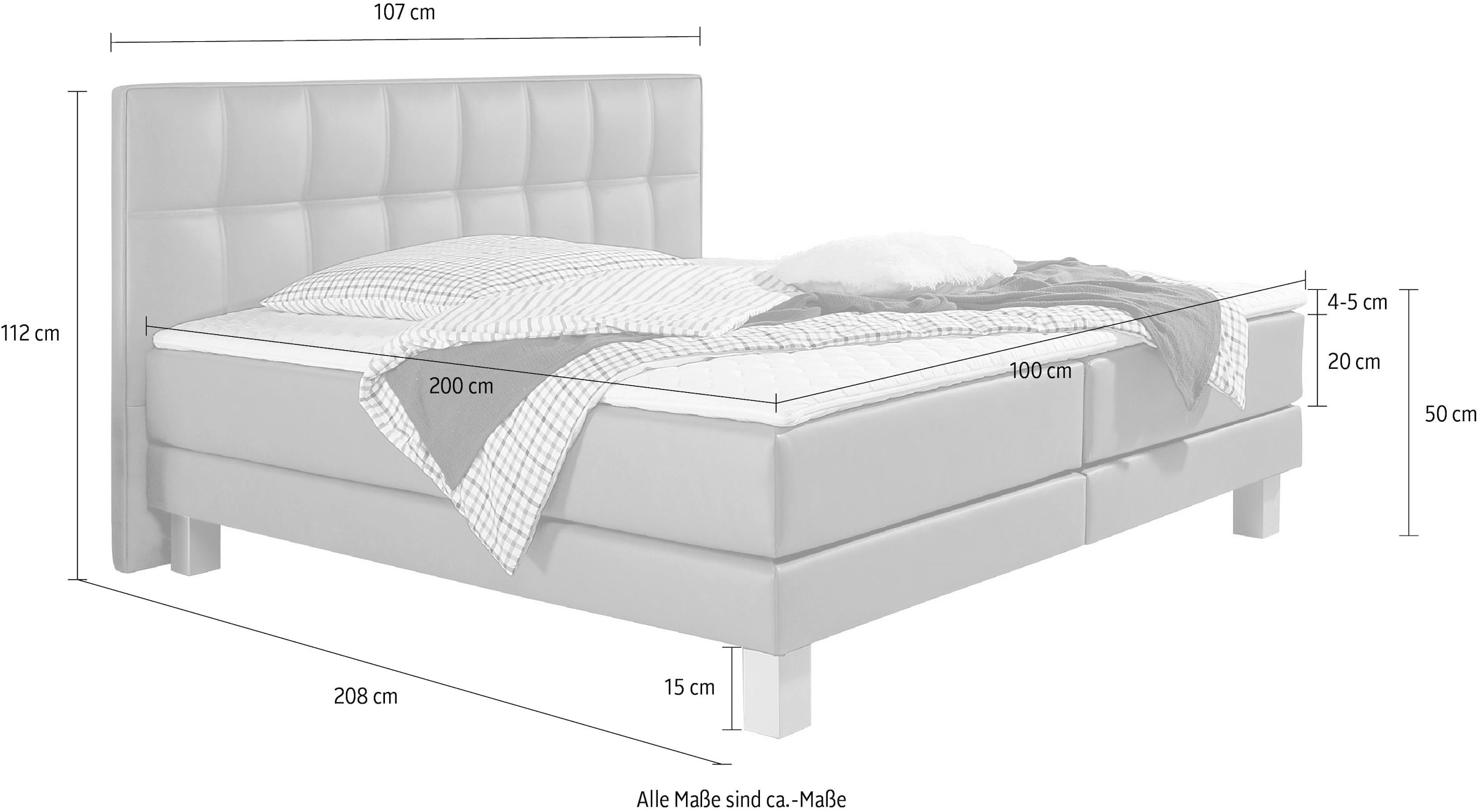 Home affaire Boxspringbett »Tavira« in 4 Breiten, 4 Farben und 3 Matratzenarten, incl. Topper