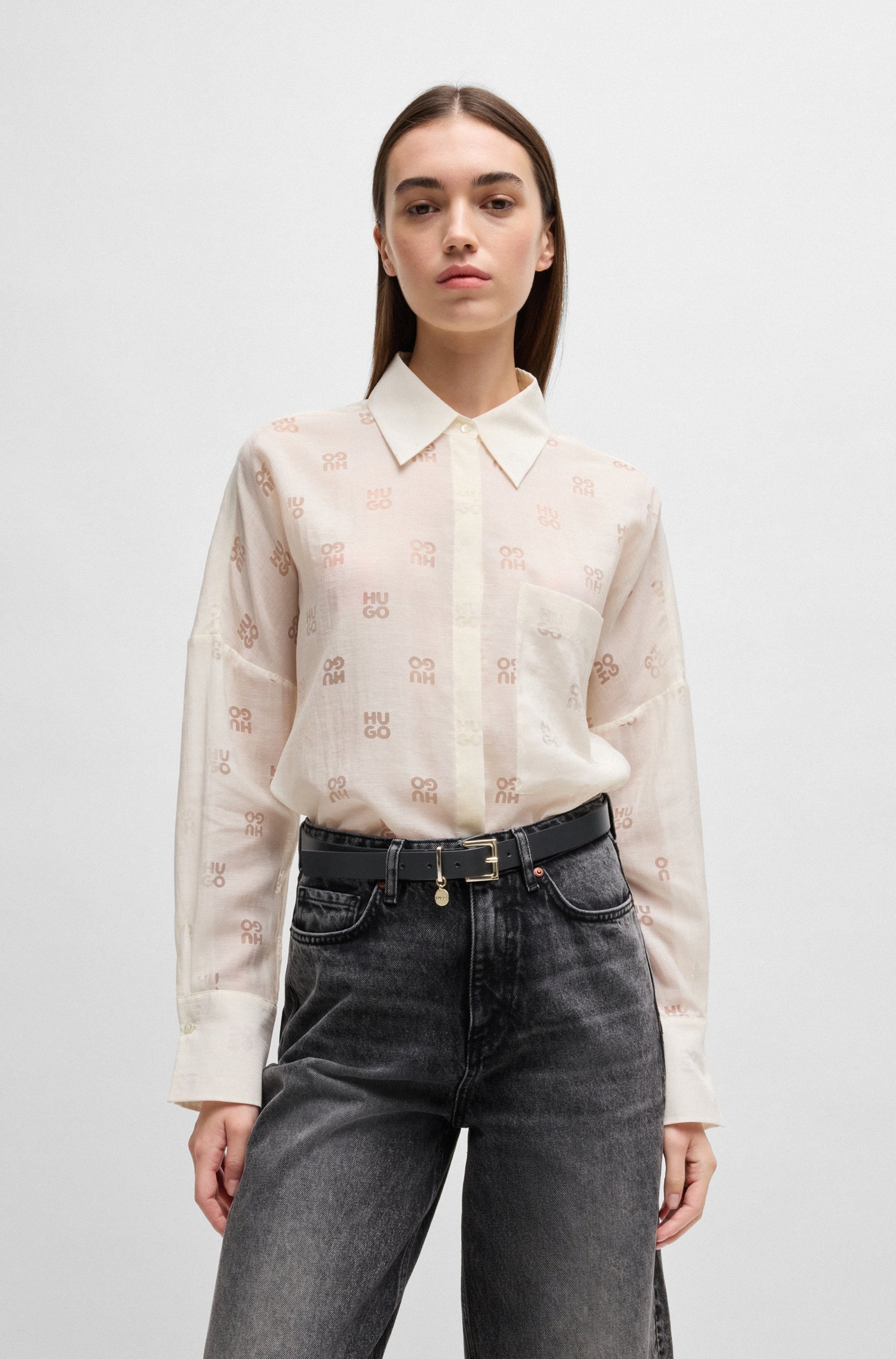 HUGO Ceinture en cuir »Amelia-G Sz25« Stilvoller Verschluss mit Logo Anhänger