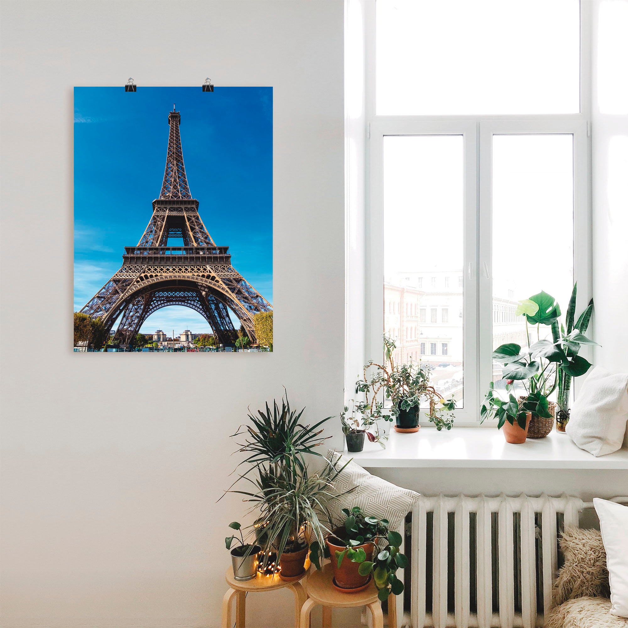 auf oder Alubild, II«, Eiffelturm in Poster in Wandaufkleber kaufen Leinwandbild, Gebäude, Paris versch. (1 »Blick Wandbild Artland günstig St.), als den Grössen