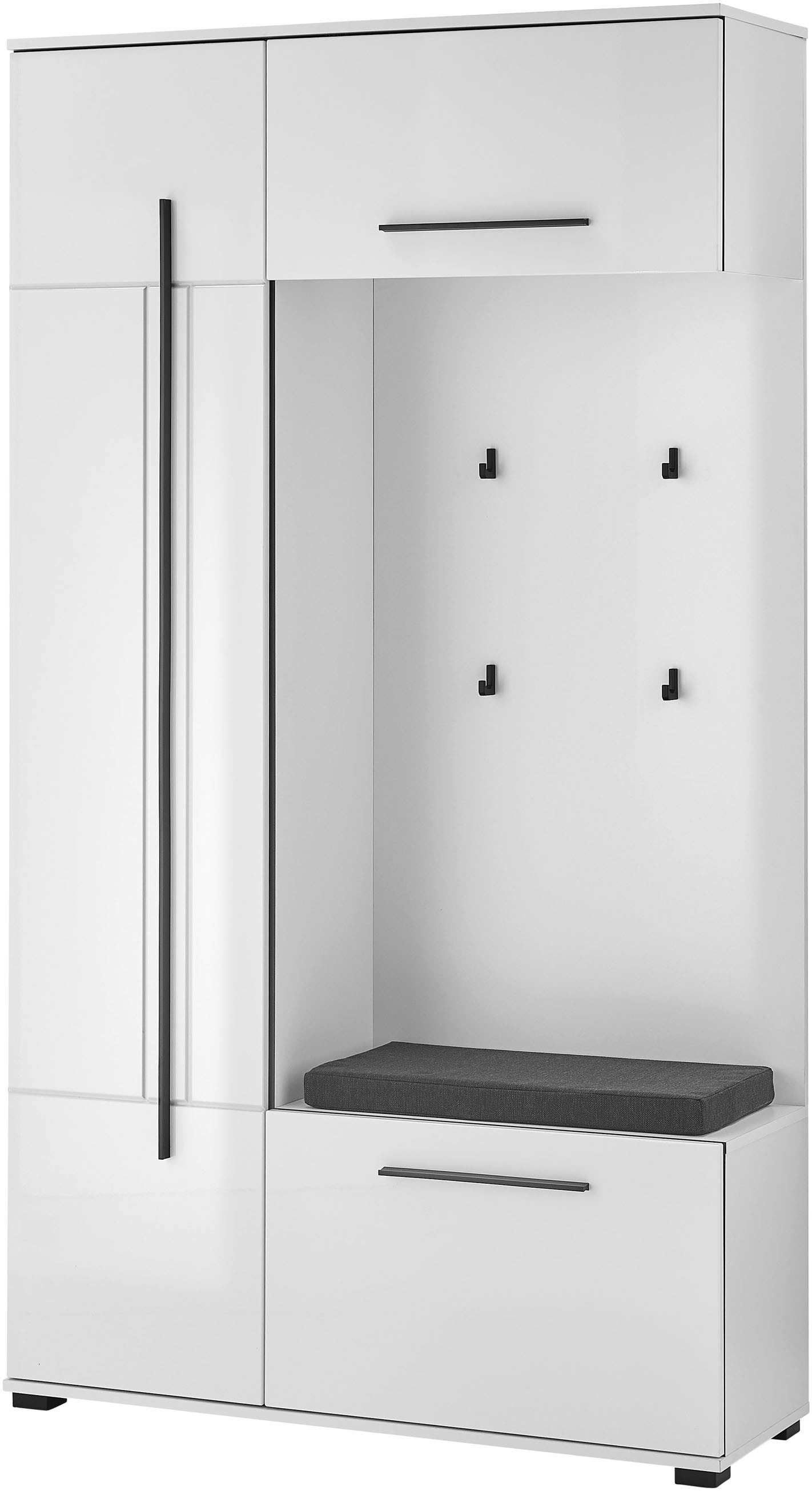 Image of Home affaire Kompaktgarderobe "Cantara Flurgarderobe, modern, 2 Farben, 111 cm breit" 2 Stk. tlg. unterschiedliche Stauraummöglichkeiten, inkl. Sitzkissen