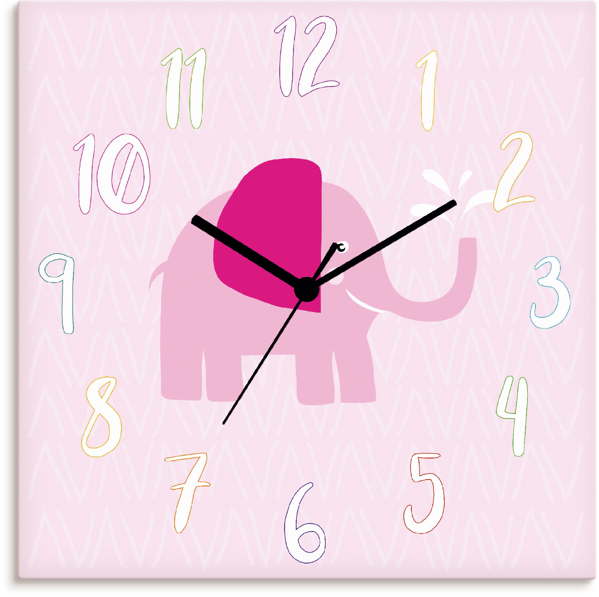 Image of Artland Wanduhr »Elefant auf rosa«, lautlos, ohne Tickgeräusche, nicht tickend, geräuschlos - wählbar: Funkuhr o. Quarzuhr, moderne Uhr für Wohnzimmer, Küche etc. - Stil: modern bei Ackermann Versand Schweiz