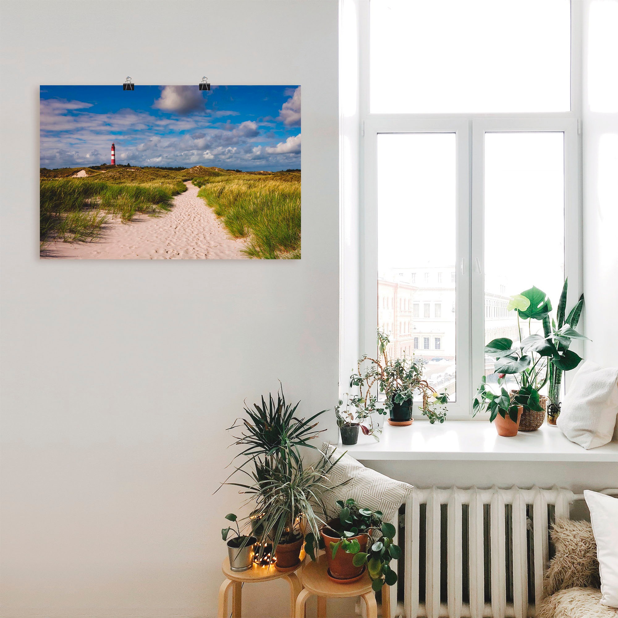 Artland Wandbild »Strandweg zum Leuchtturm - Insel Amrum«, Küste, (1 St.), als Alubild, Outdoorbild, Leinwandbild, Poster in verschied. Grössen