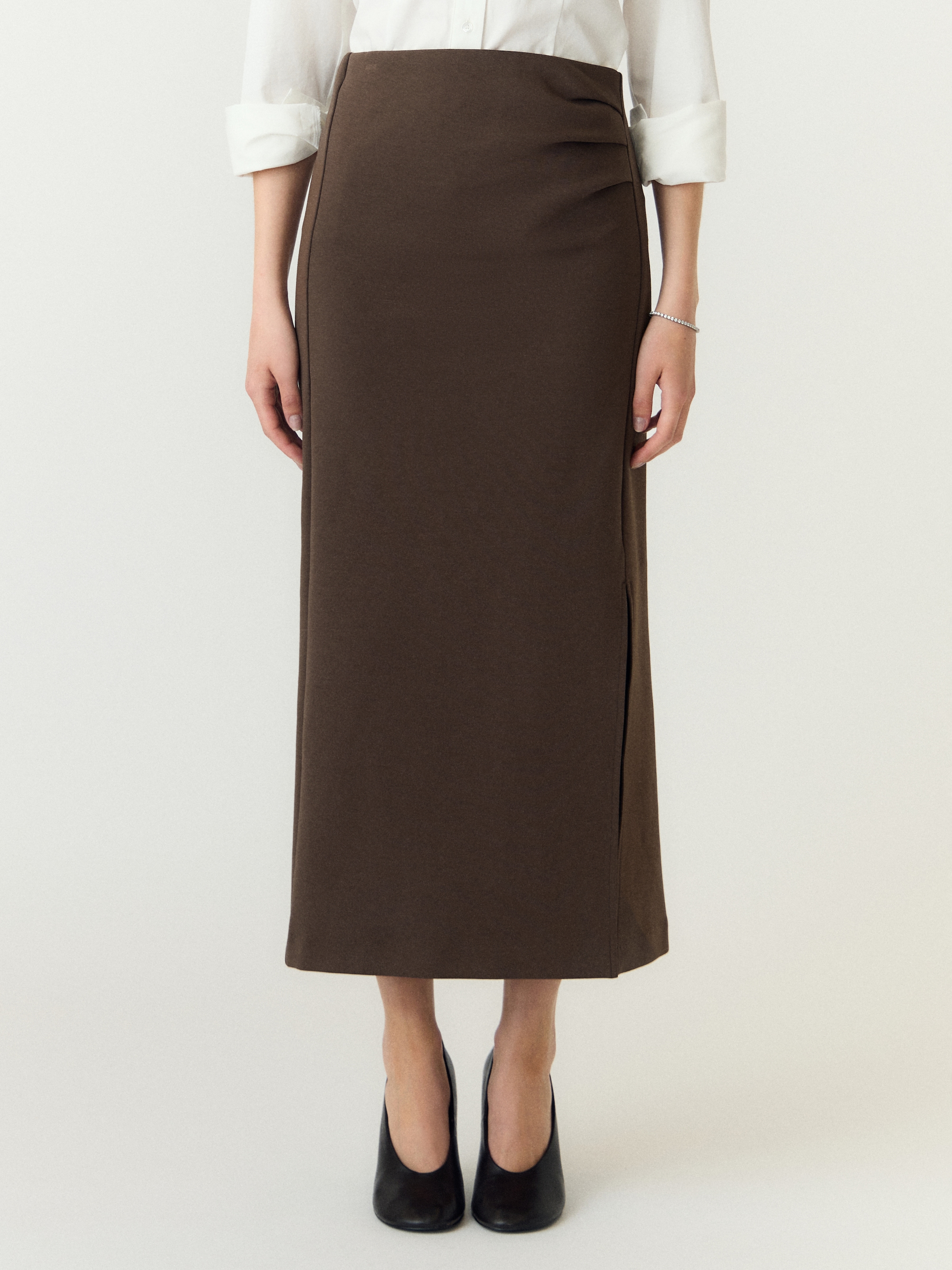 Y.A.S Maxi jupe »YASPINA HW LONG SKIRT NOOS« mélange de coton, taille haute