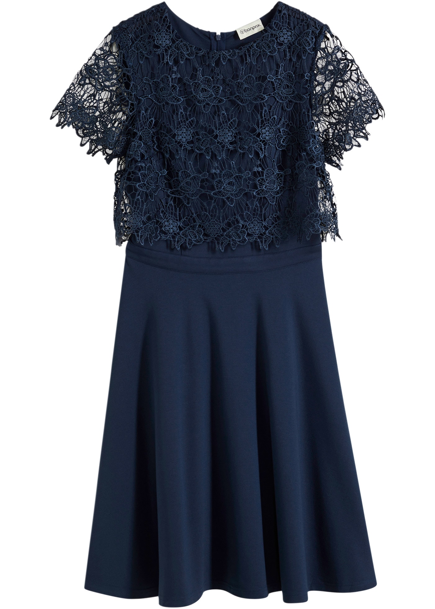 bonprix Robe midi für besondere Anlässe, ausgestellte Passform, mit Spitzen-Oberteil
