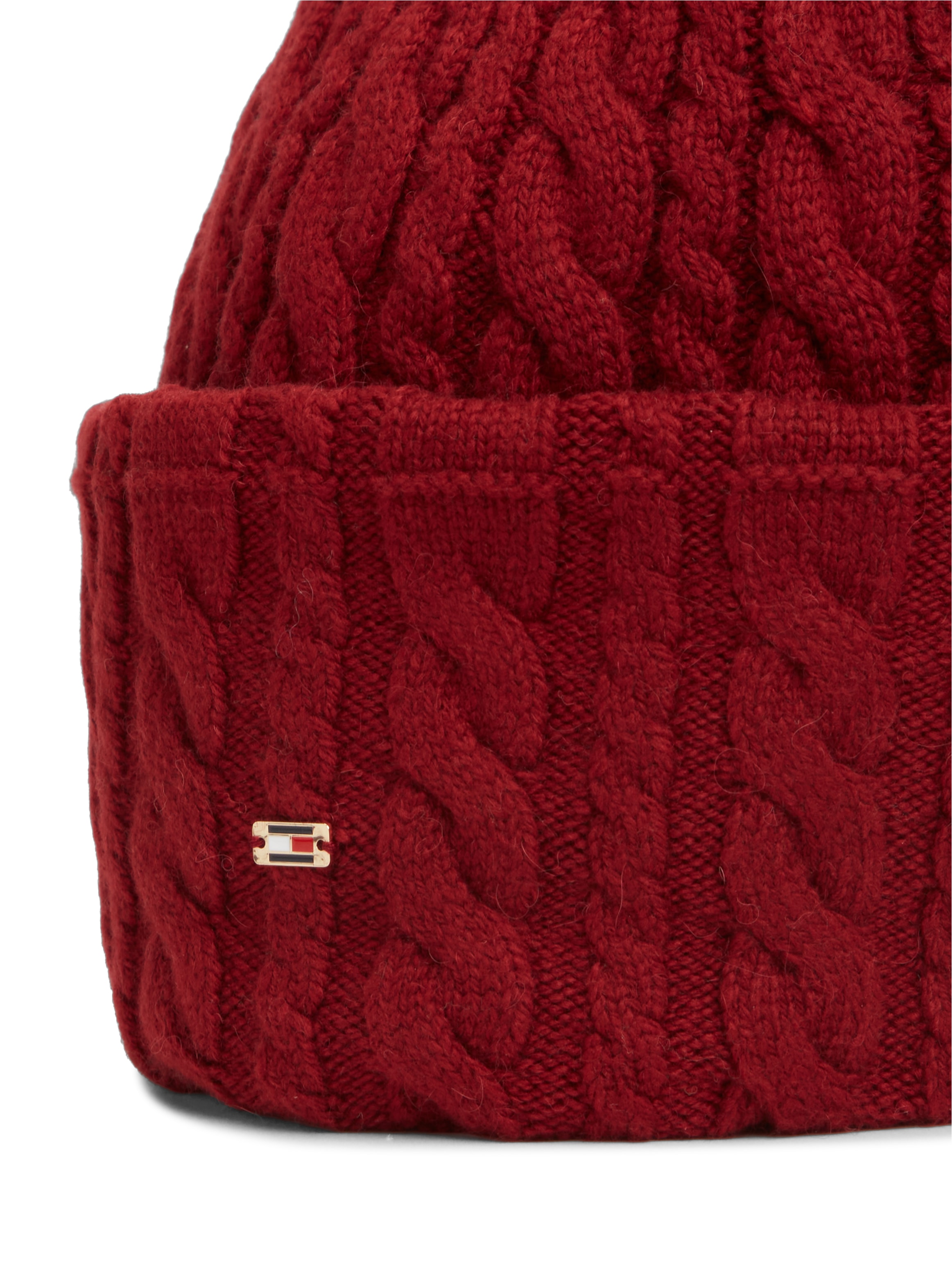 Tommy Hilfiger Bonnet »ENAMEL FLAG CABLE« avec laine d'alpaga et motif torsadé