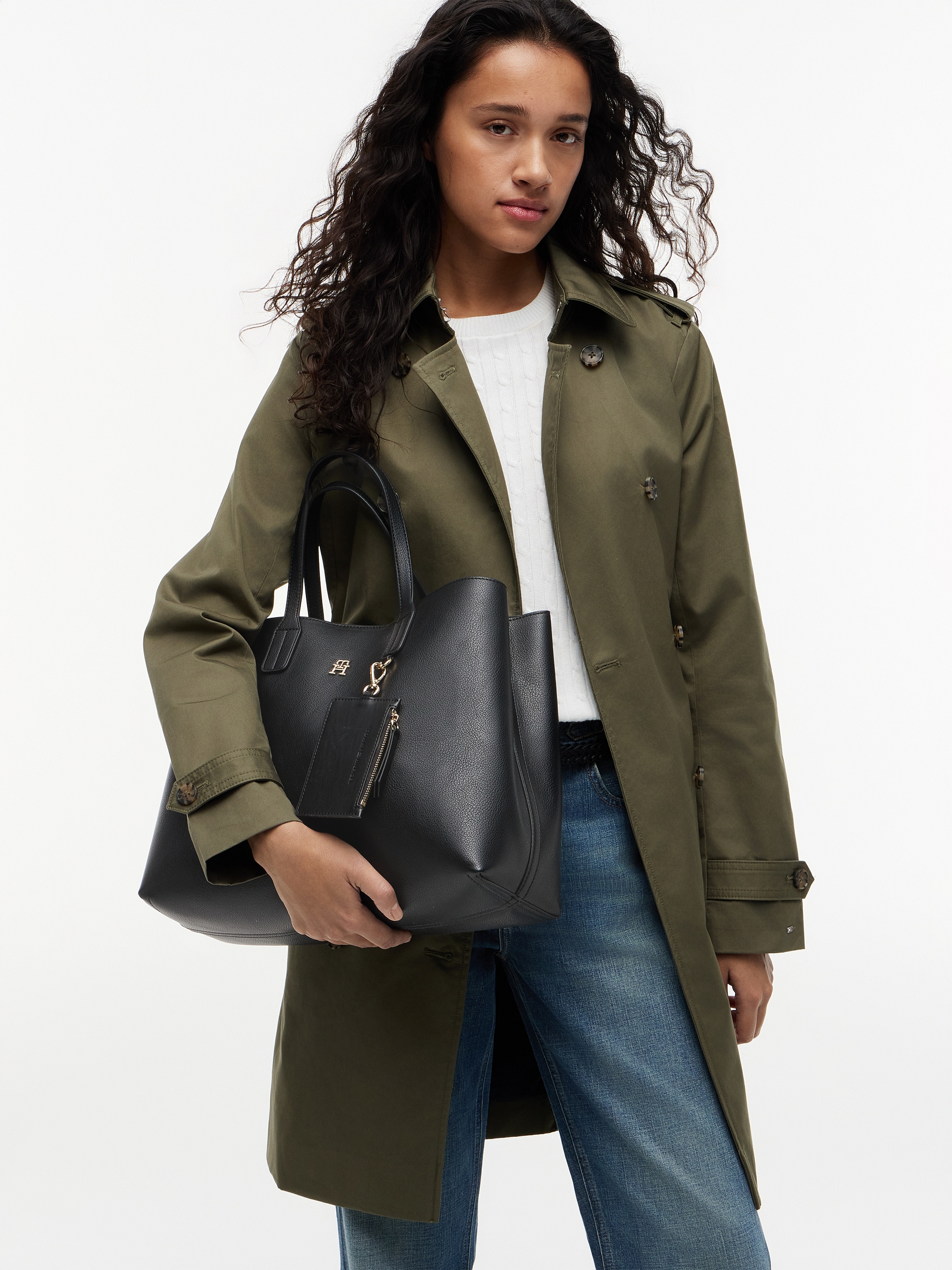 Tommy Hilfiger Sac à bandoulière »TH ICON SATCHEL« Sac à main femme, shopper, sac satchel avec pendentif de sac