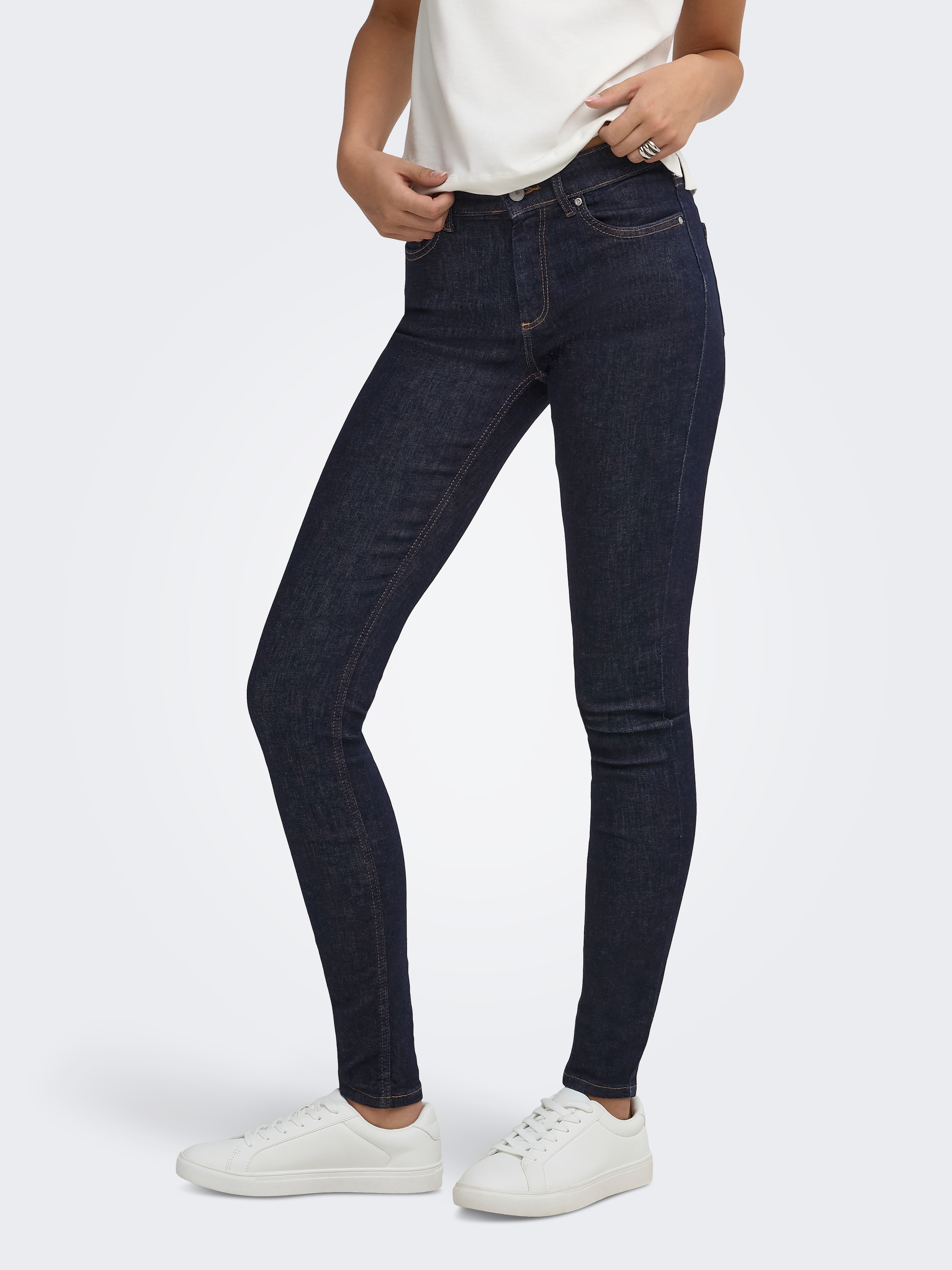 Image of ONLY Skinny-fit-Jeans "ONLBLUSH MID SKINNY TAI774 DNM" Baumwollmischung, skinny fit