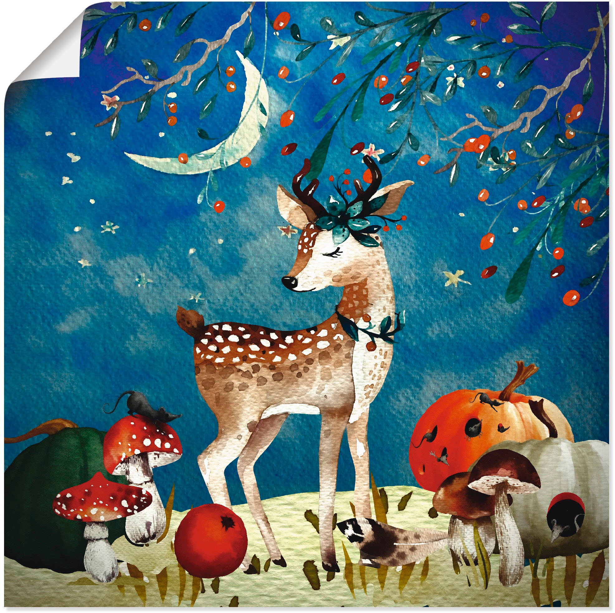 Image of Artland Wandbild »Das müde Reh«, Tiere, (1 St.), in vielen Grössen & Produktarten - Alubild / Outdoorbild für den Aussenbereich, Leinwandbild, Poster, Wandaufkleber / Wandtattoo auch für Badezimmer geeignet bei Ackermann Versand Schweiz