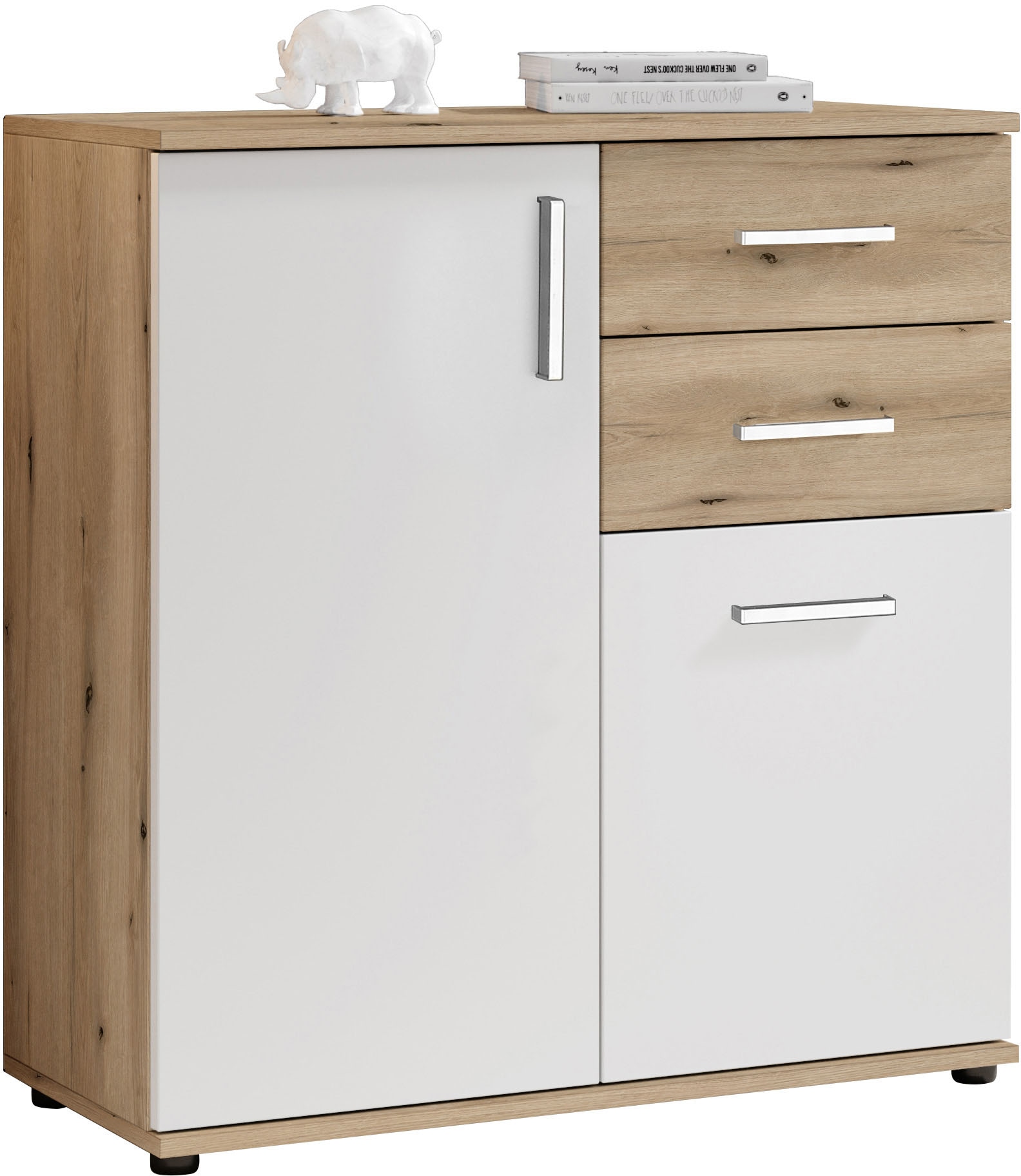 HBZ Kommode »BC-Drift-2, Universalschrank Stellmass BxHxT 80x84x35 cm« 1 Stk. tlg. Kommode mit 2 Türen, 2 Schubkästen, 1 Einlegeboden