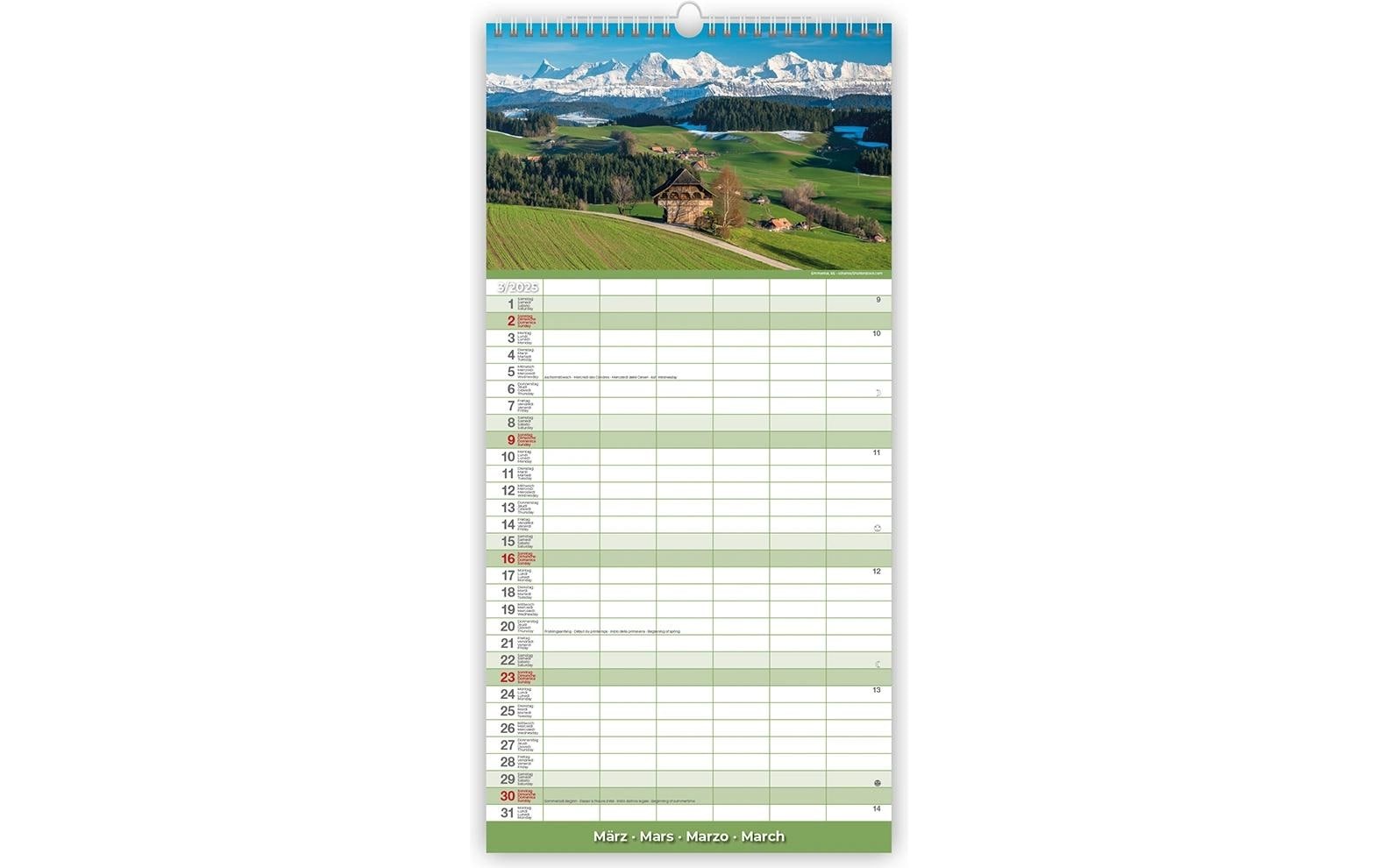 Wandkalender »TH Schweiz Berge+Täler 22 x 45 cm«