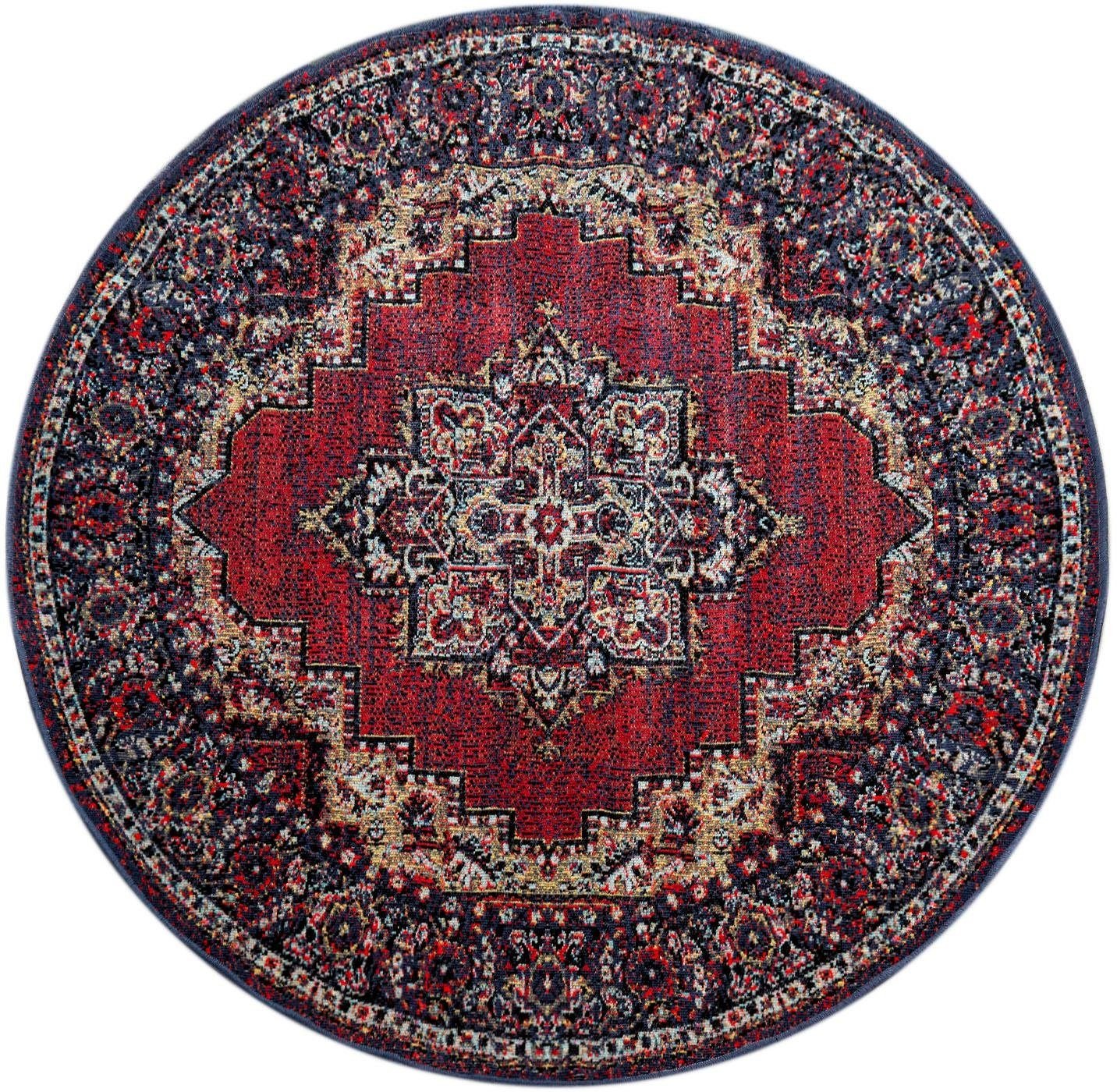 Image of Paco Home Teppich »Artigo 407«, rund, 11 mm Höhe, Kurzflor, Orient-Optik, Vintage Design, In- und Outdoor geeignet, ideal im Wohnzimmer & Schlafzimmer bei Ackermann Versand Schweiz