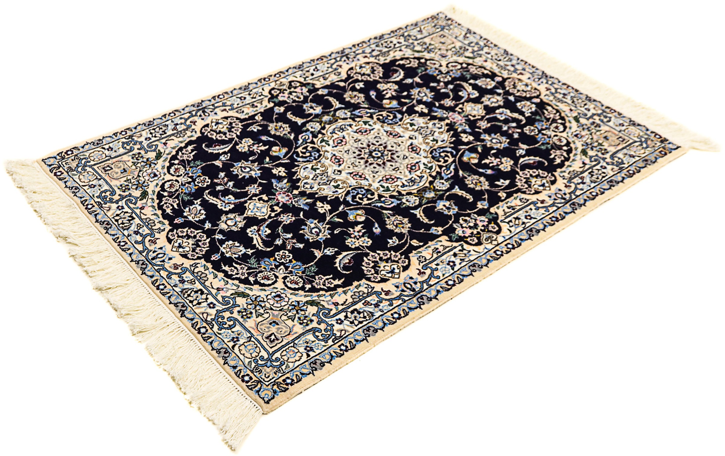 Image of morgenland Orientteppich »Perser - Nain - Premium - 123 x 83 cm - dunkelblau«, rechteckig, 6 mm Höhe, Wohnzimmer, Handgeknüpft, Einzelstück mit Zertifikat bei Ackermann Versand Schweiz