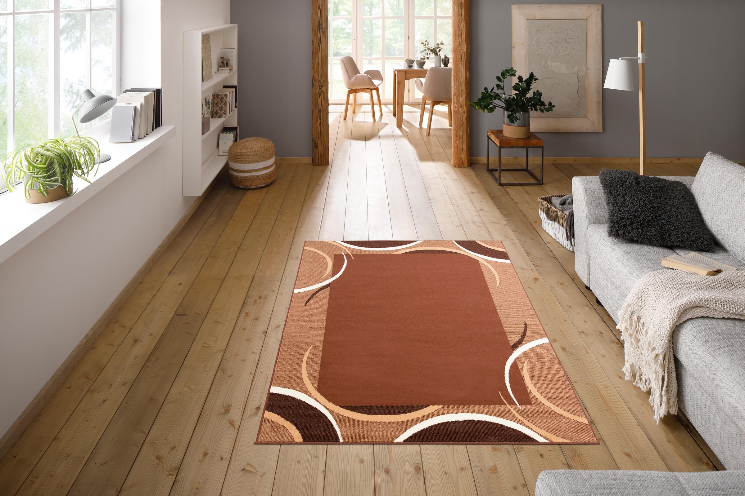my home Teppich »Noah«, rechteckig, weiche Haptik, Teppich mit Bordüre, Kurzflor, verspieltes Design