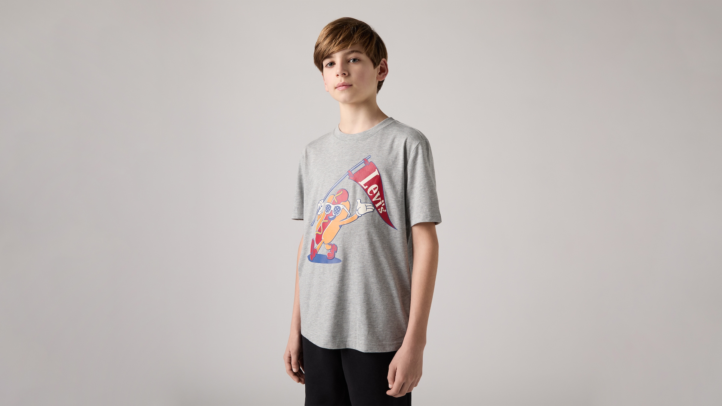 Image of Levis Kids T-Shirt "LVB PARADING HOT DOG TEE" for Boys, mit Logoprint, meliert