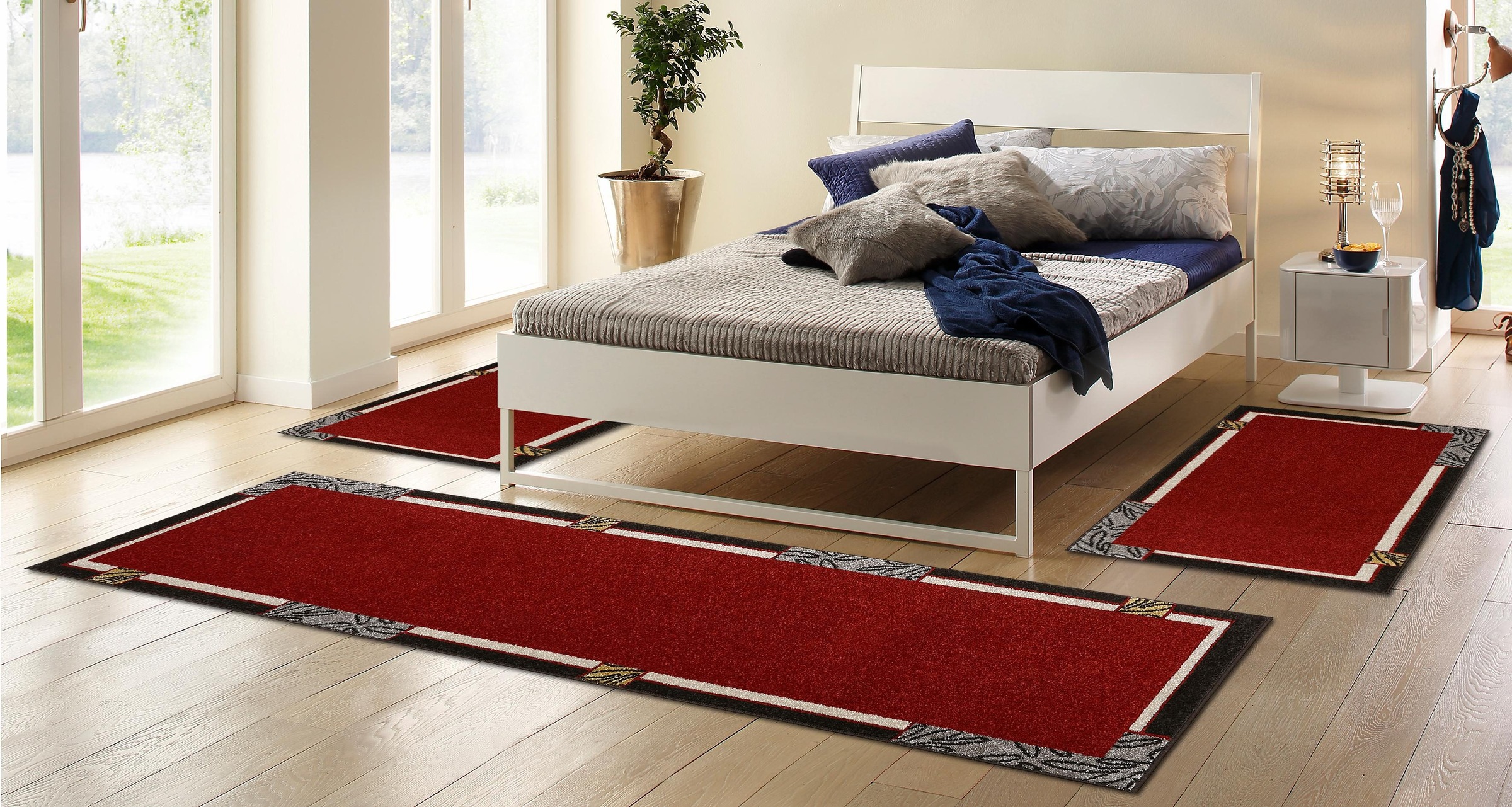 Image of HANSE Home Bettumrandung »Bergamo«, (3 tlg.), Bettvorleger, gewebt, Bordüre Design, 3-teiliger Läufer Set für das Schlafzimmer, Robust, Pflegleicht, ringsum gekettelt bei Ackermann Versand Schweiz