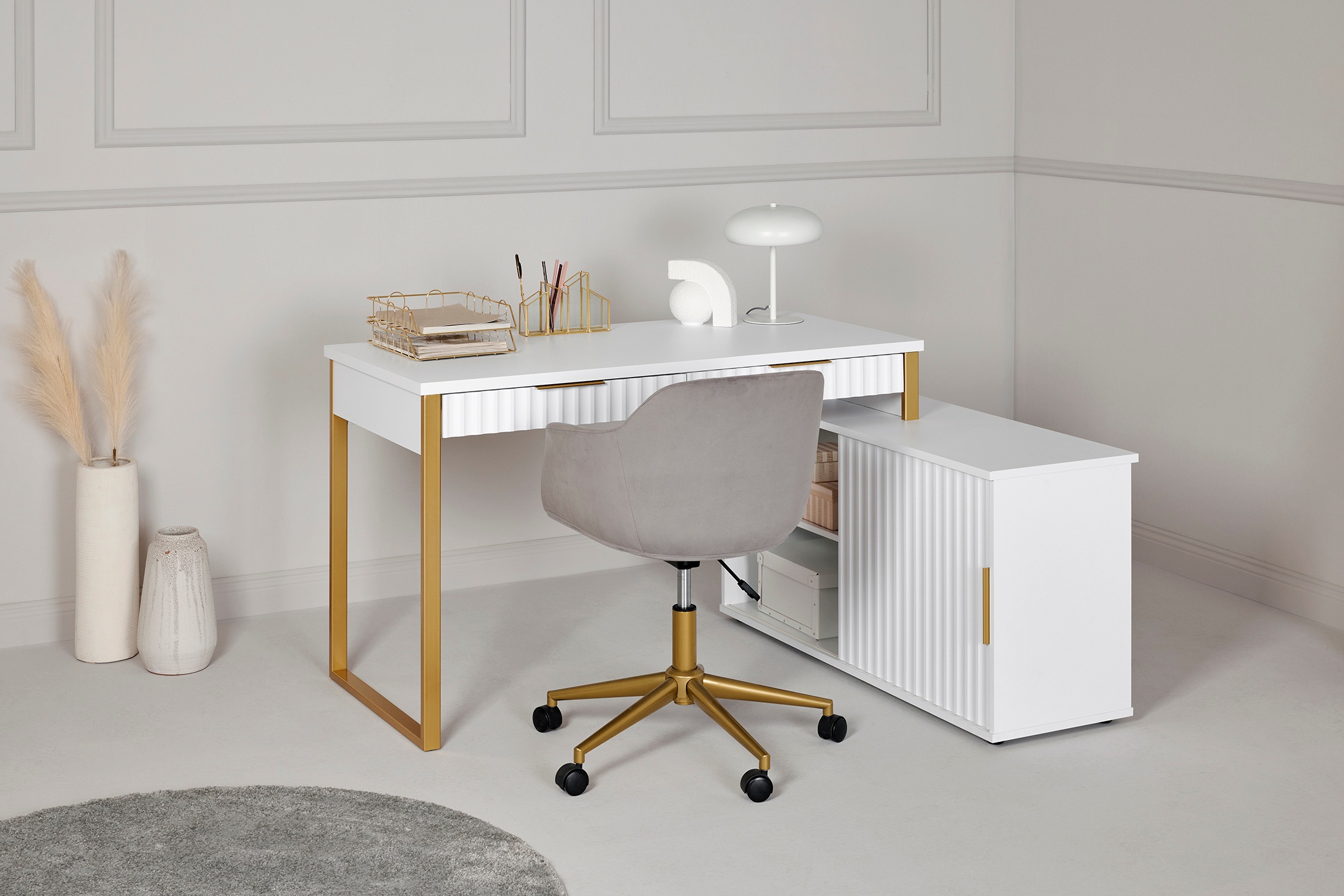 Jahnke Bureau d'angle »CARVE C 145 E« 1 cuis tlg. montage réversible, avec porte coulissante, dimensions 144 x 115 cm