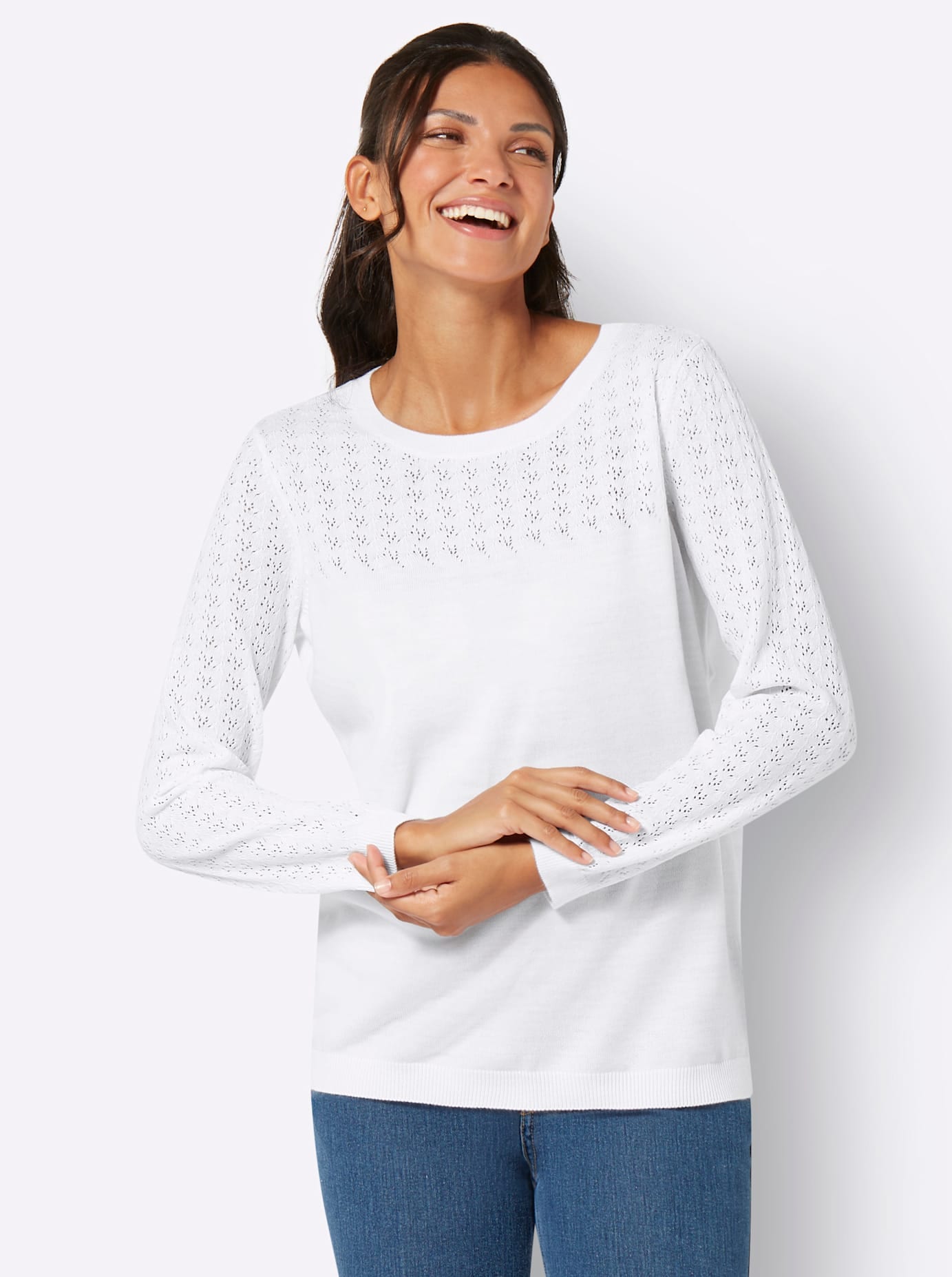 Classic Basics Rundhalspullover »Ajour-Pullover«