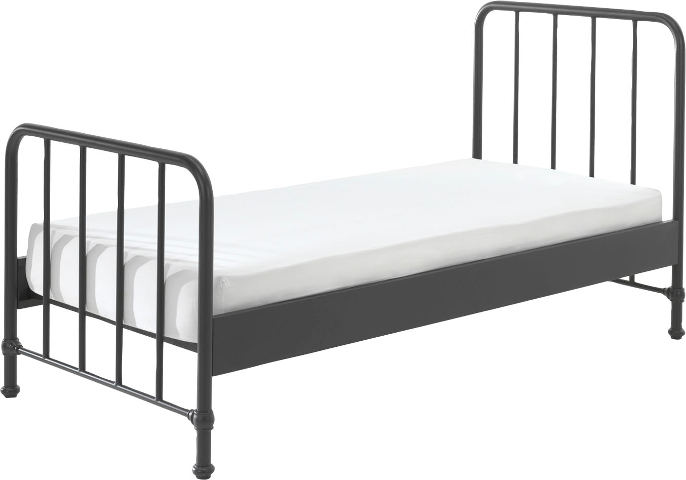 Vipack Lit pour adolescents »Bronxx, Einzelbett 90/200, sehr stabil, romantische Optik« L/H/P env. 96,5x110x206 cm, avec sommier à lattes, dégagement au sol,  Surface revêtue par poudre, plusieurs couleurs au choix