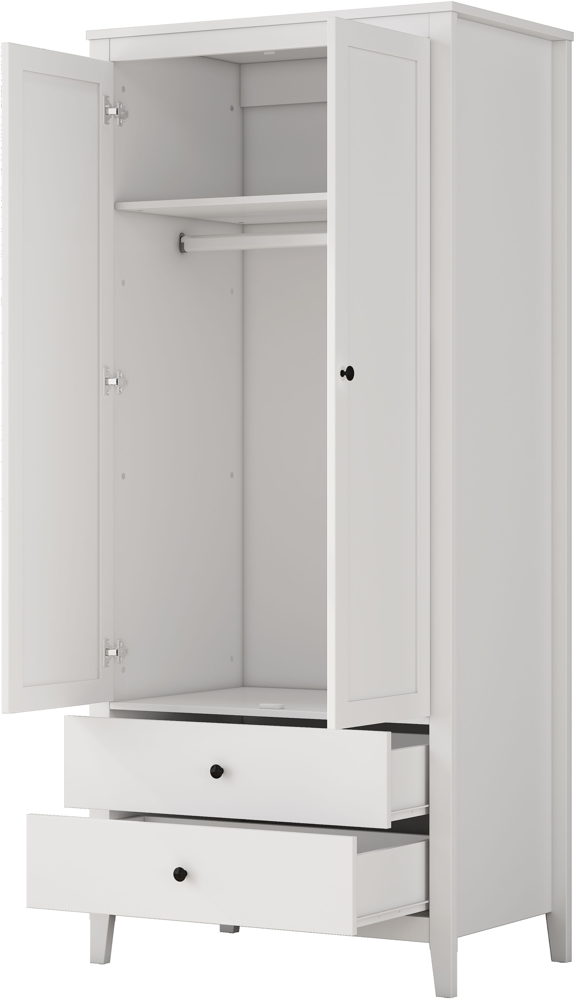 GOODproduct Kleiderschrank »Borkum Schlafzimmerschrank Garderobe Landhaus Bestseller weiss« hochwertige schwarze Griffe aus Metall, 