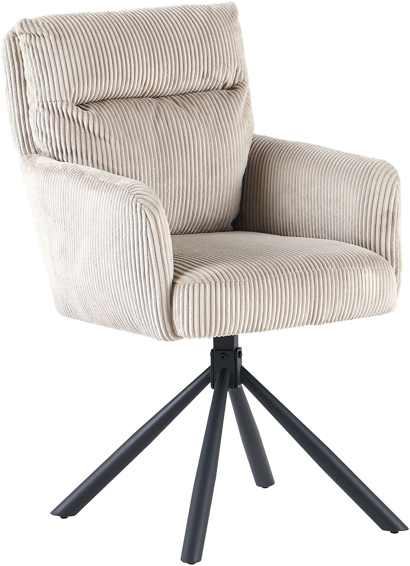 GOODproduct Esszimmerstuhl »Justin« (Set) 2 Stk.gemütlicher Sessel mit Taschenfederkern, 360 Grad drehbar, Grob - Cord