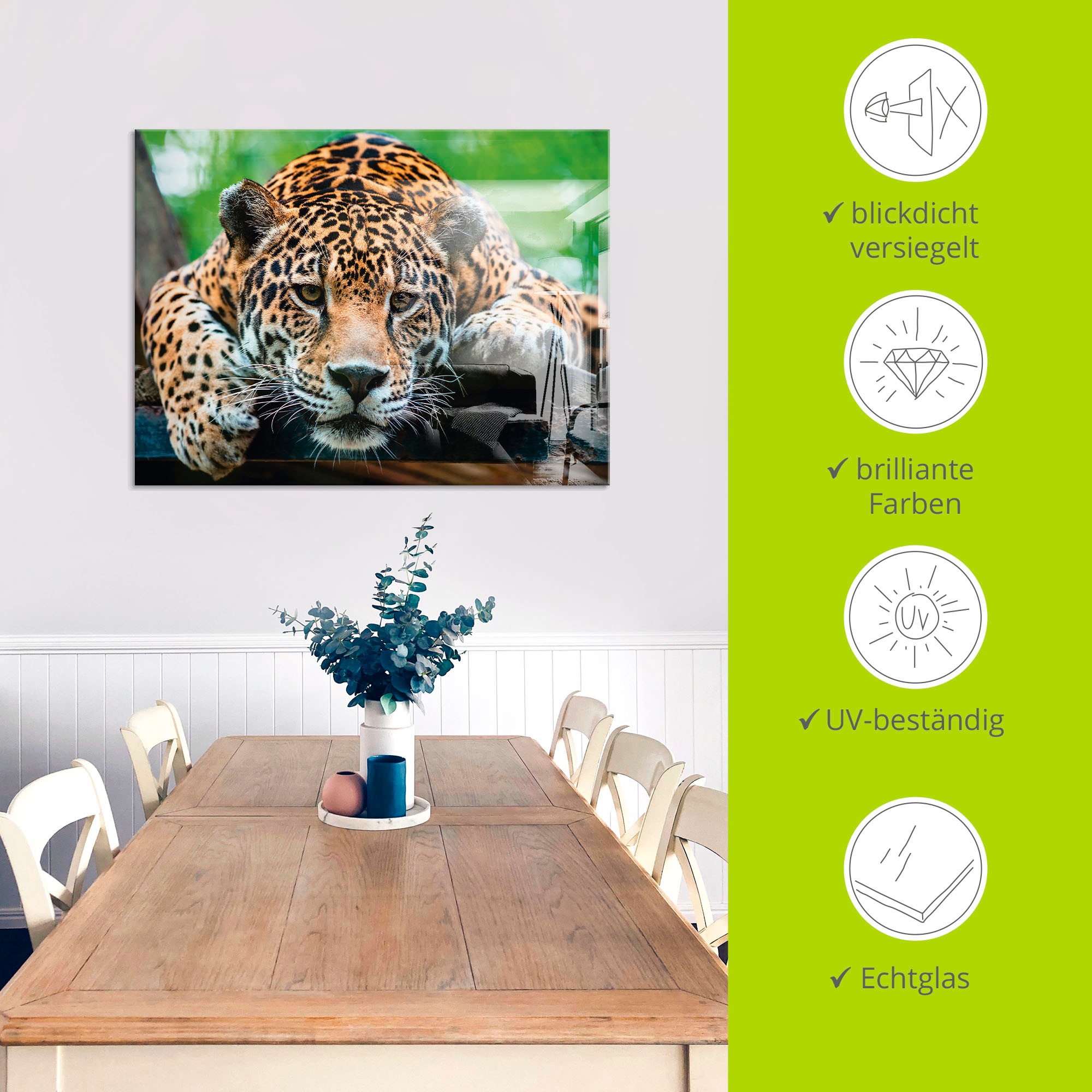 Artland Glasbild »Südamerikanischer Jaguar« Wildtiere 1 Stk. tlg. in verschiedenen Grössen