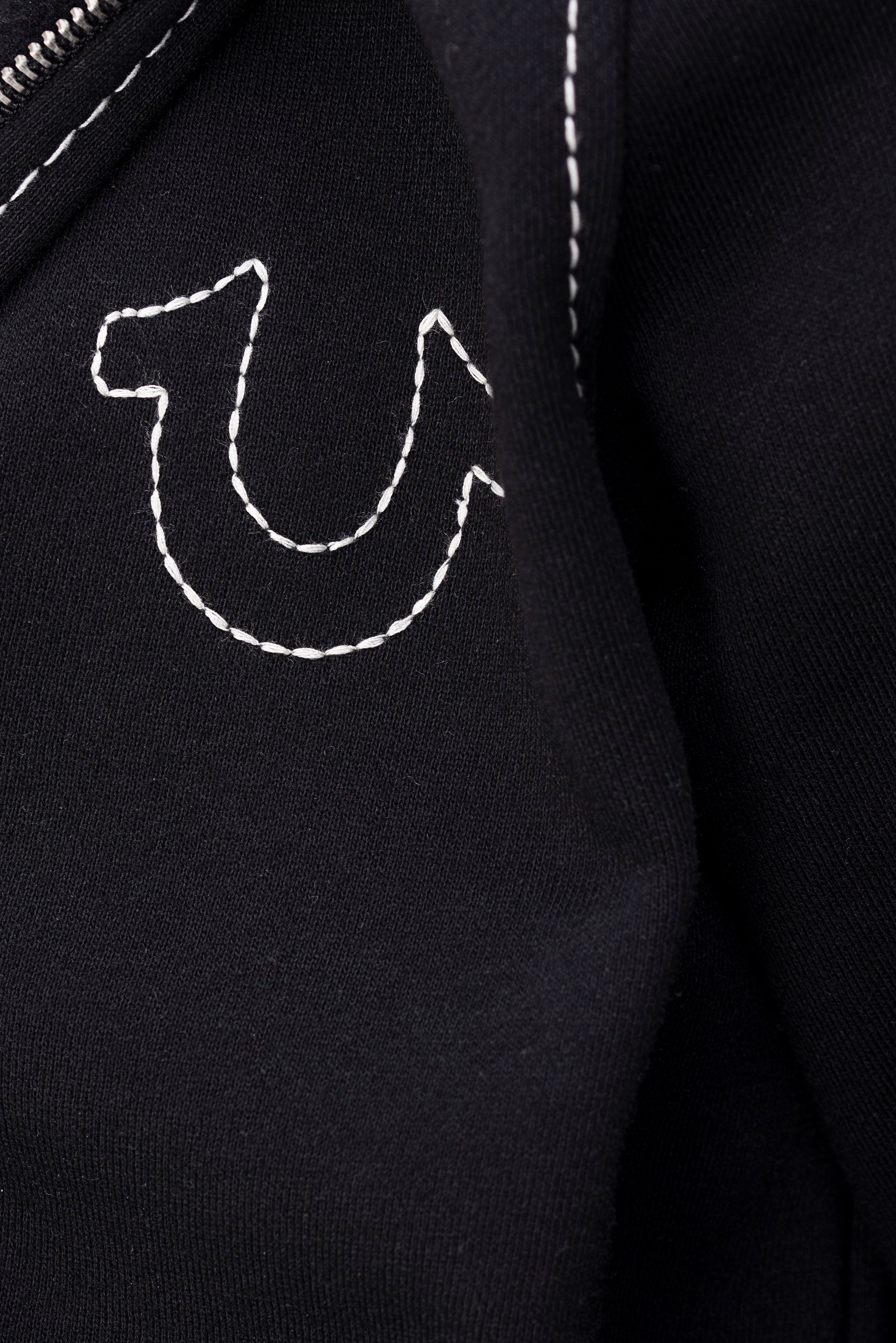 True Religion Kapuzensweatjacke »BIG T ZIP THRU HOODIE JET BLACK« Baumwollmischung