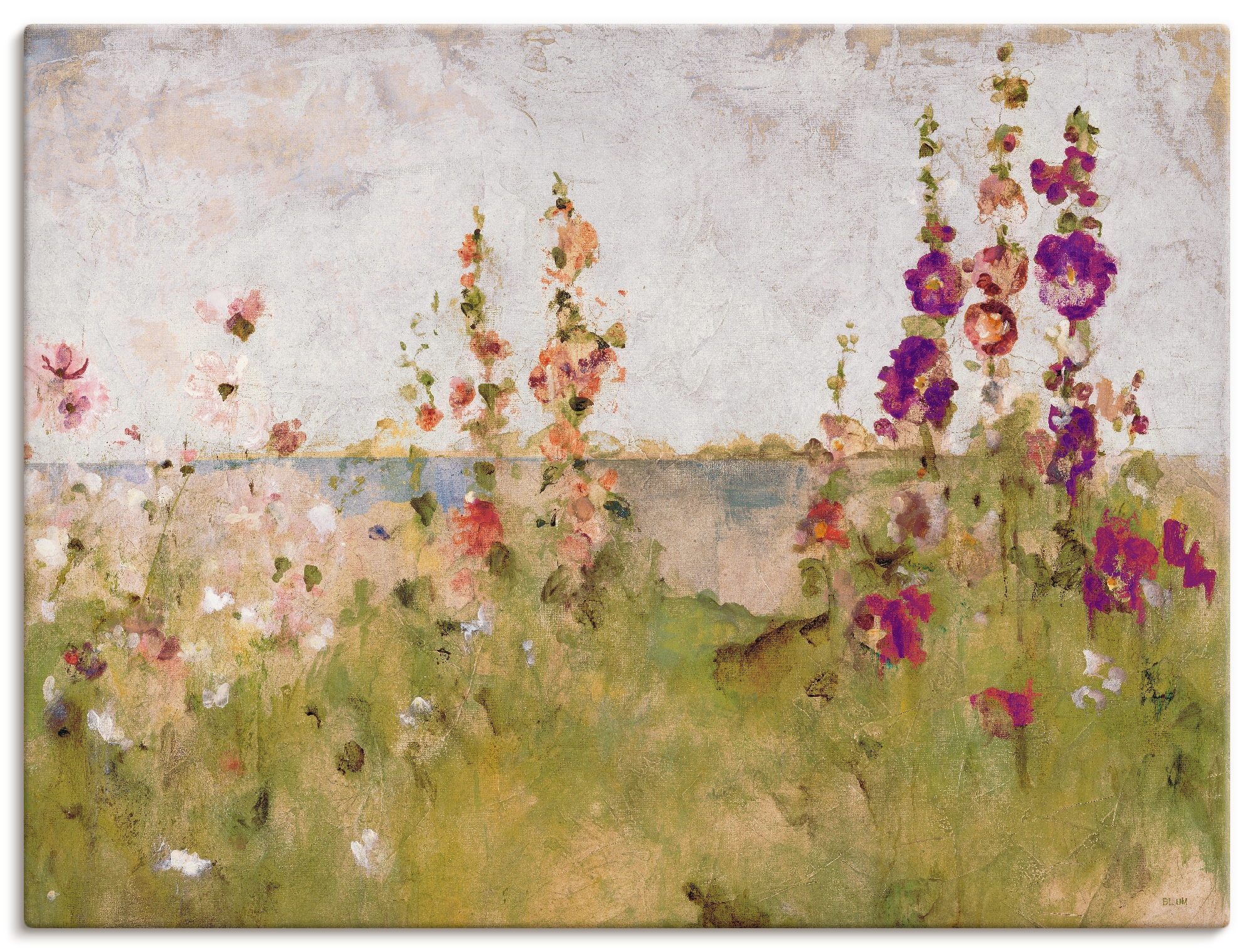 Wandbild »Stockrosen am Meer«, Blumen, (1 St.), als Leinwandbild, Poster,...