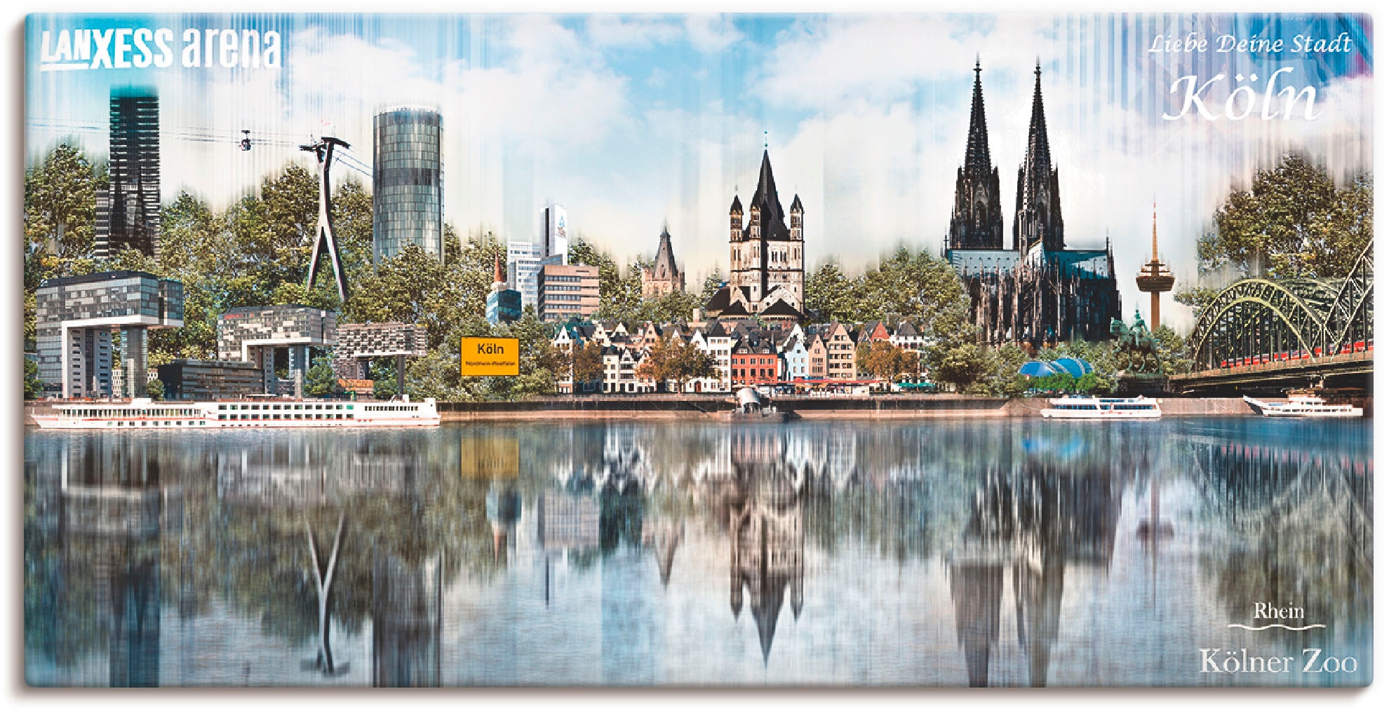 Image of Artland Leinwandbild "Köln Skyline Abstrakte Collage 20" Deutschland 1 Stk. tlg. auf Holzrahmen gespannt