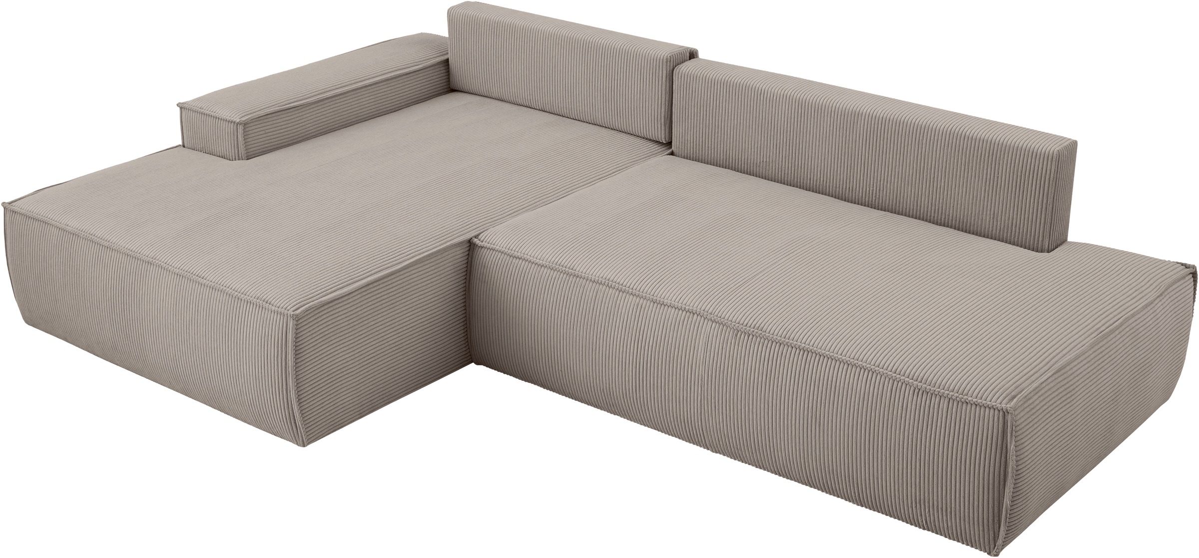 Home affaire Ecksofa »SHERWOOD, Schlafsofa in L-Form offen (275cm), Cord, Leinenoptik«, Schlaffunktion und Bettkasten, Kedernaht, hoher Sitz- & Liegekomfort