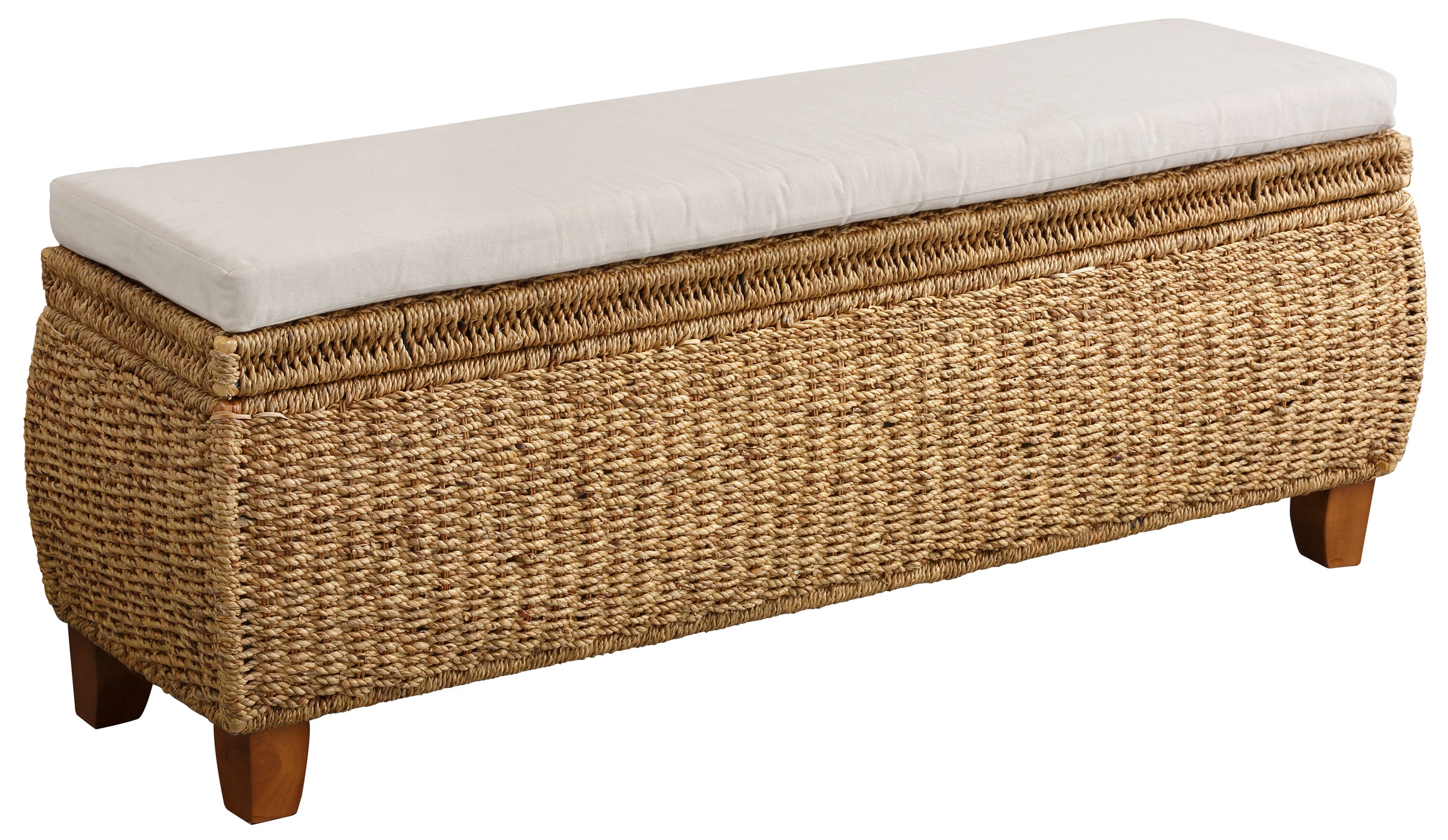 Image of Home affaire Truhenbank »Larkson«, aus Wasserhyazinthe, inklusive Sitzkissen, einem aufklappbaren Deckel und einem stoffbezogenen Innenfach bei Ackermann Versand Schweiz