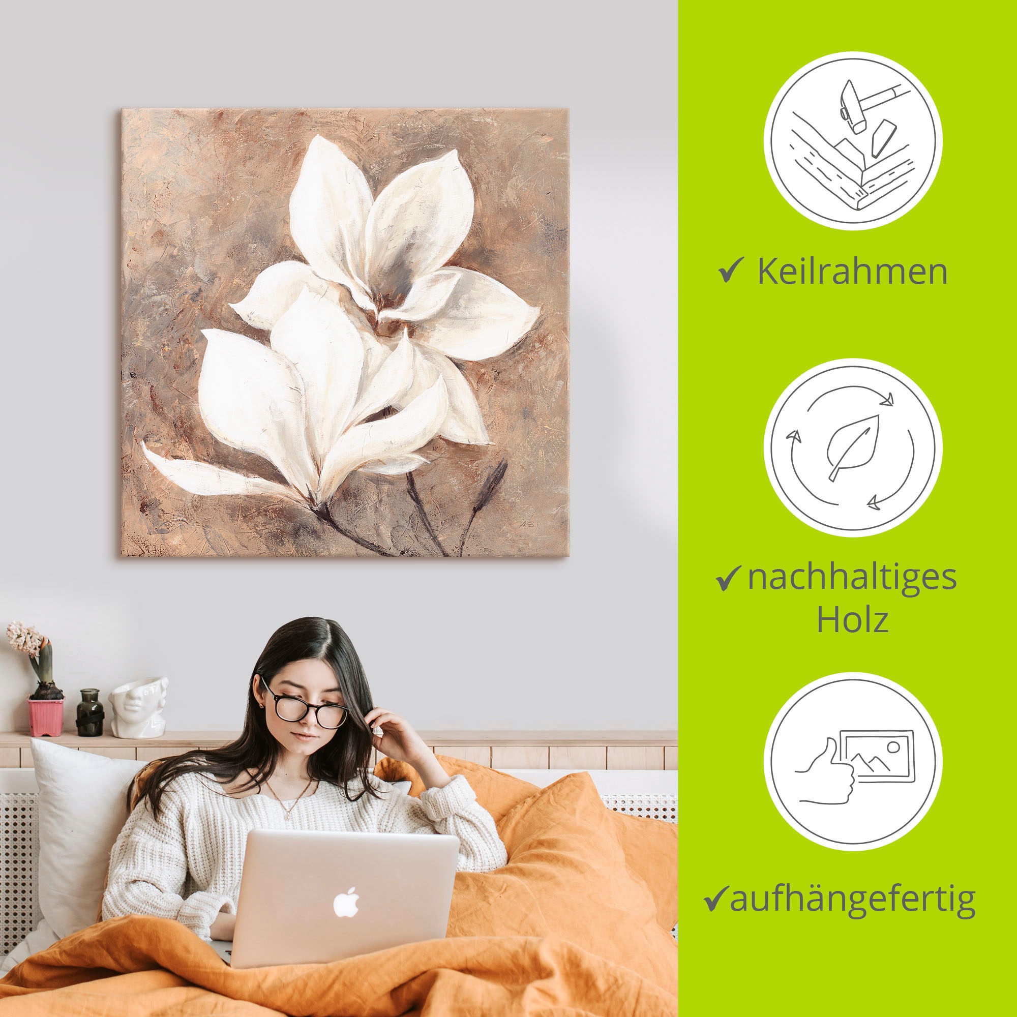 Artland Wandbild »Klassische Magnolien«, Blumen, (1 St.), als Alubild, Outdoorbild, Leinwandbild, Poster, Wandaufkleber