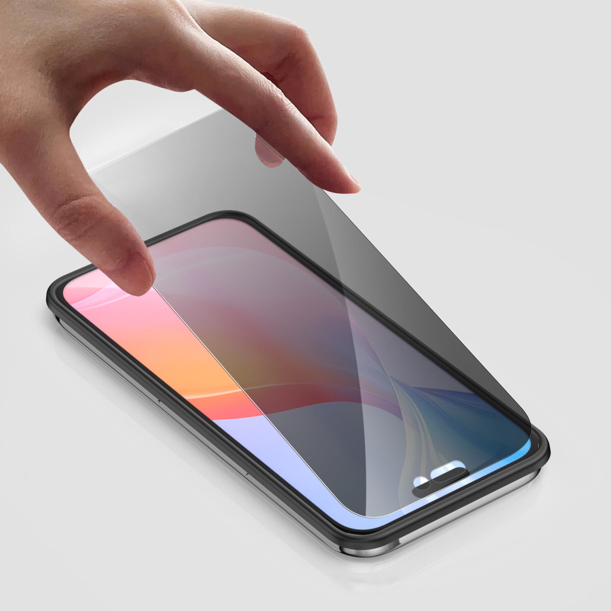 4smarts Displayschutzglas »Second Glass Privacy mit Montagerahmen«, für Apple iPhone 16, (1 St.), Displayschutzfolie, Schutzfolie, Bildschirmschutz, kratz- & stossfest