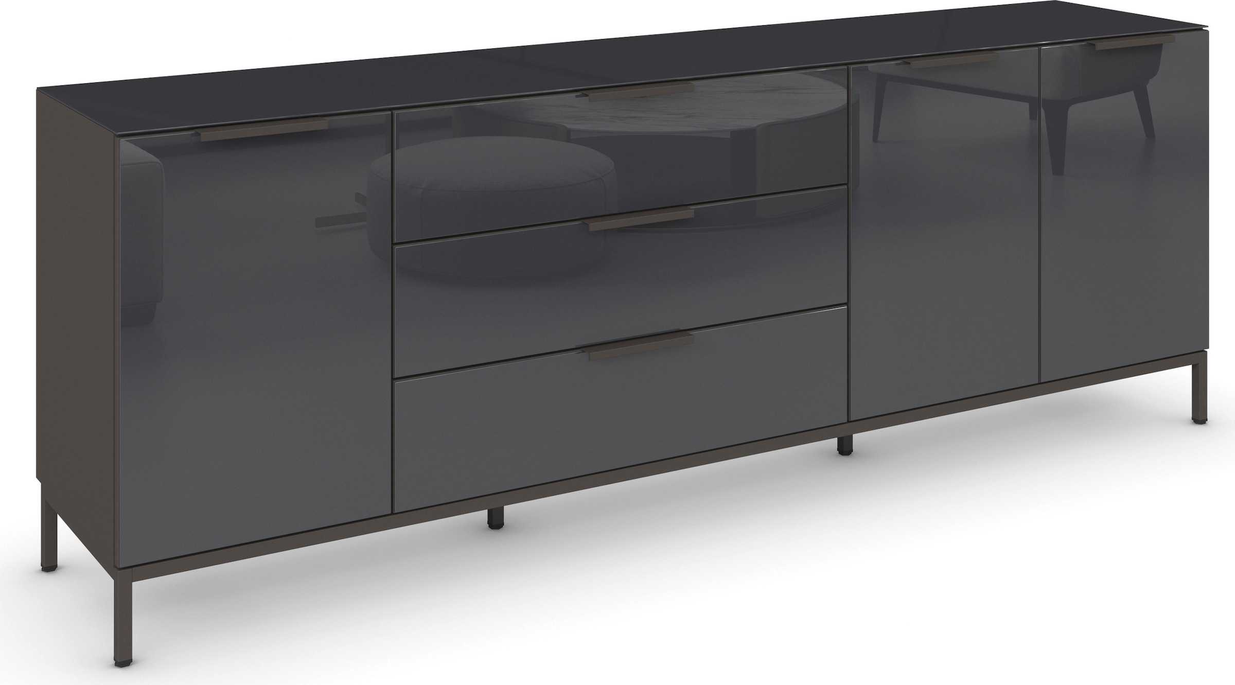 Image of rauch Kombikommode "Kommode Türkommode Sideboard Kombikommode FLIPP mit Glasfront" Breite 200 cm mit 2 Einlegeböden, 3-türig, 3 Schubladen, Soft-Close-Funktion, Oberboden und Front Glas