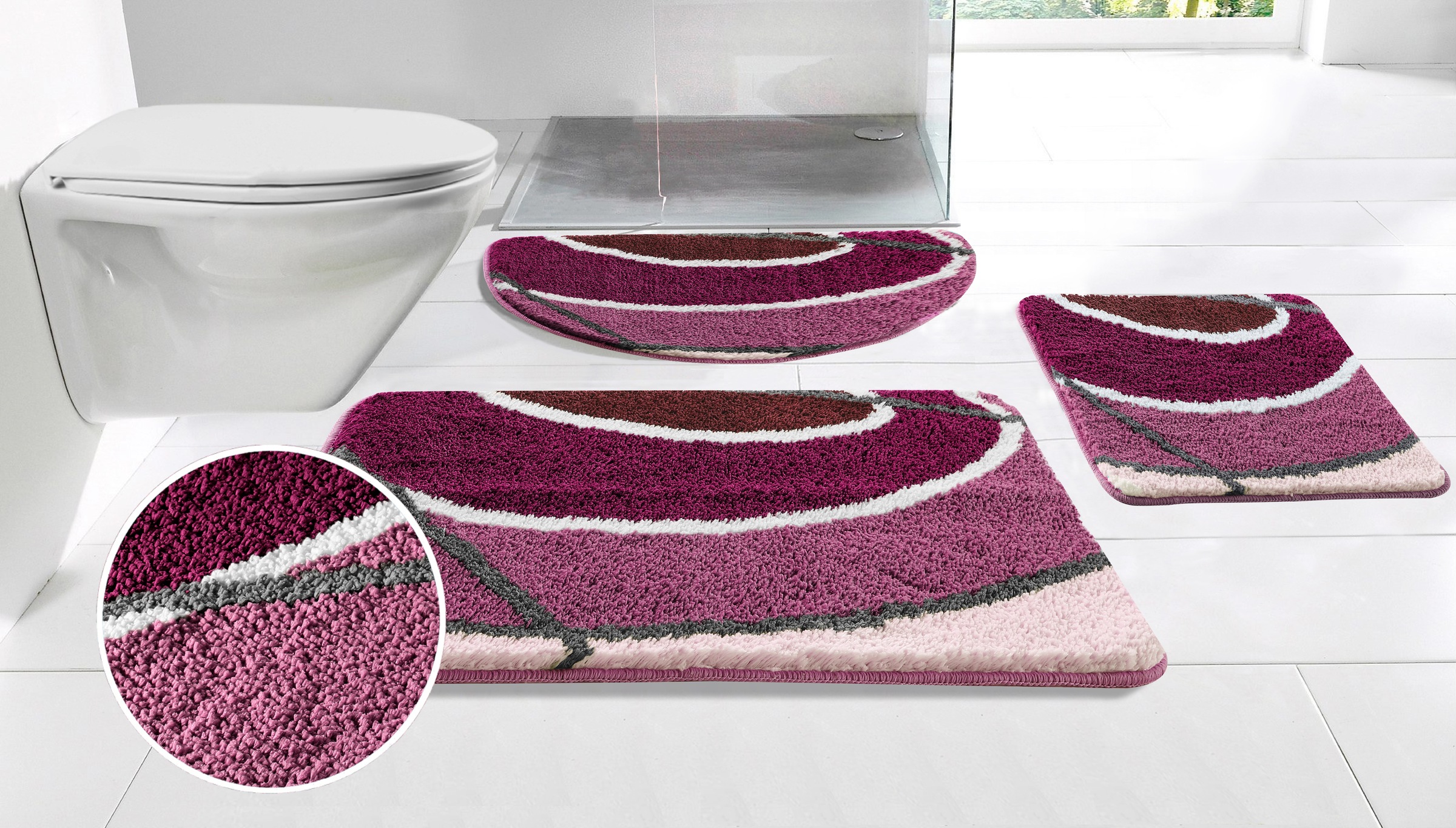 Image of GOODproduct Badematte "Juna mit Muster, Badvorleger, Badezimmer Teppich, Duschvorleger" Höhe 20 mm rutschhemmend beschichtet strapazierfähig besonders weich, Design, Badematten, Badteppich