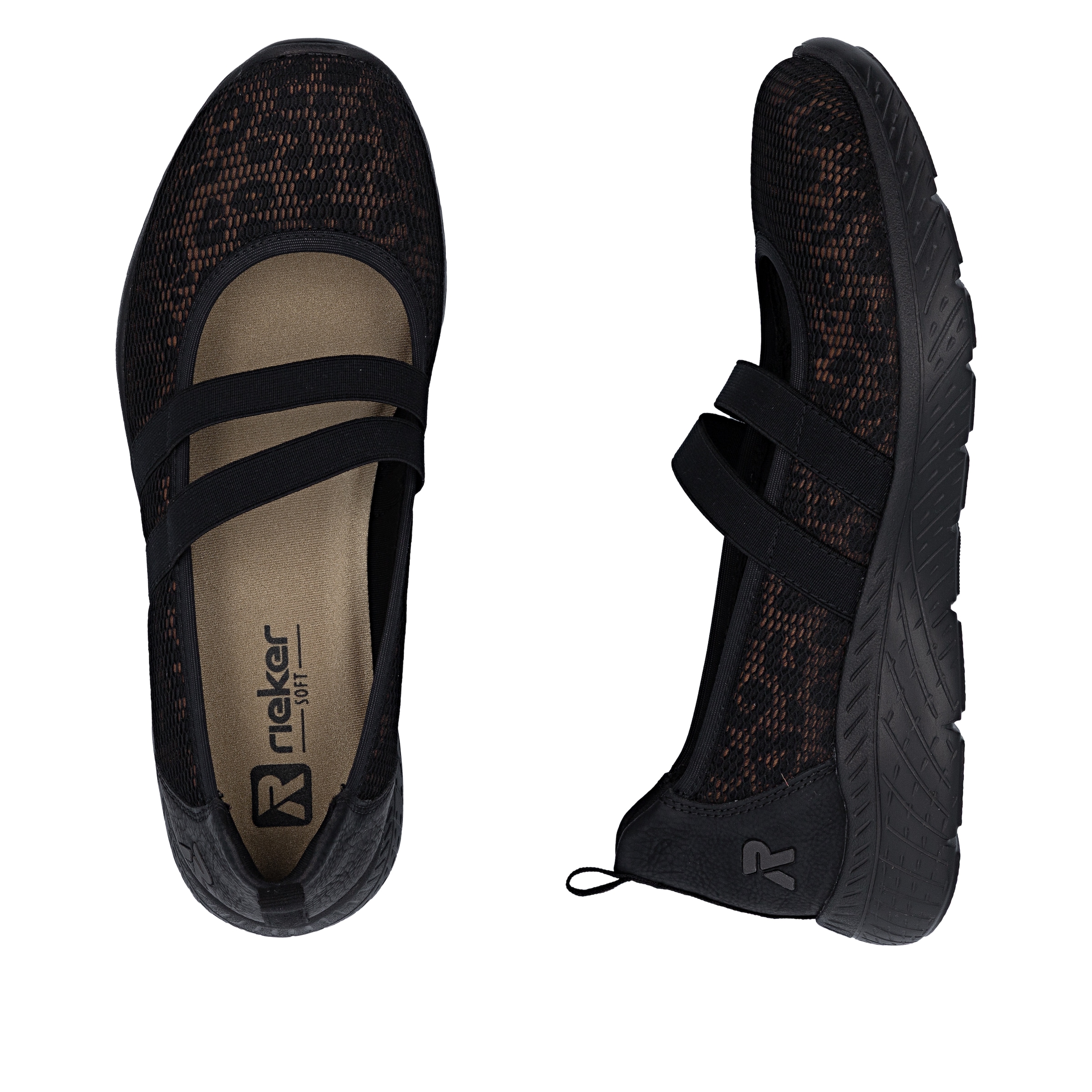 Rieker Ballerine  mocassin, chaussure à enfiler avec bandes stretch