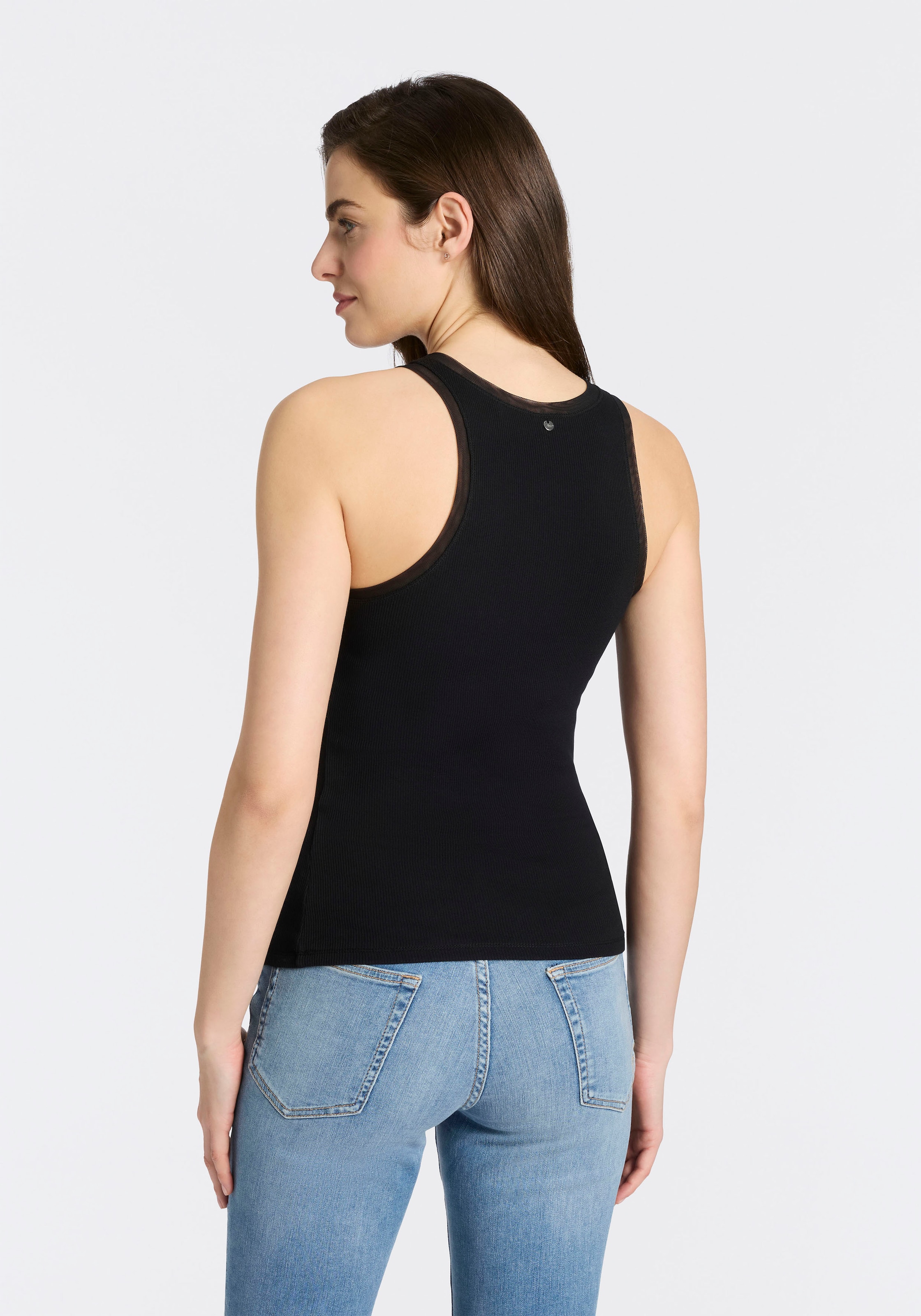 BOSS ORANGE Débardeur à côtes »Eplie Premium Damenmode« mit Mesh-Details