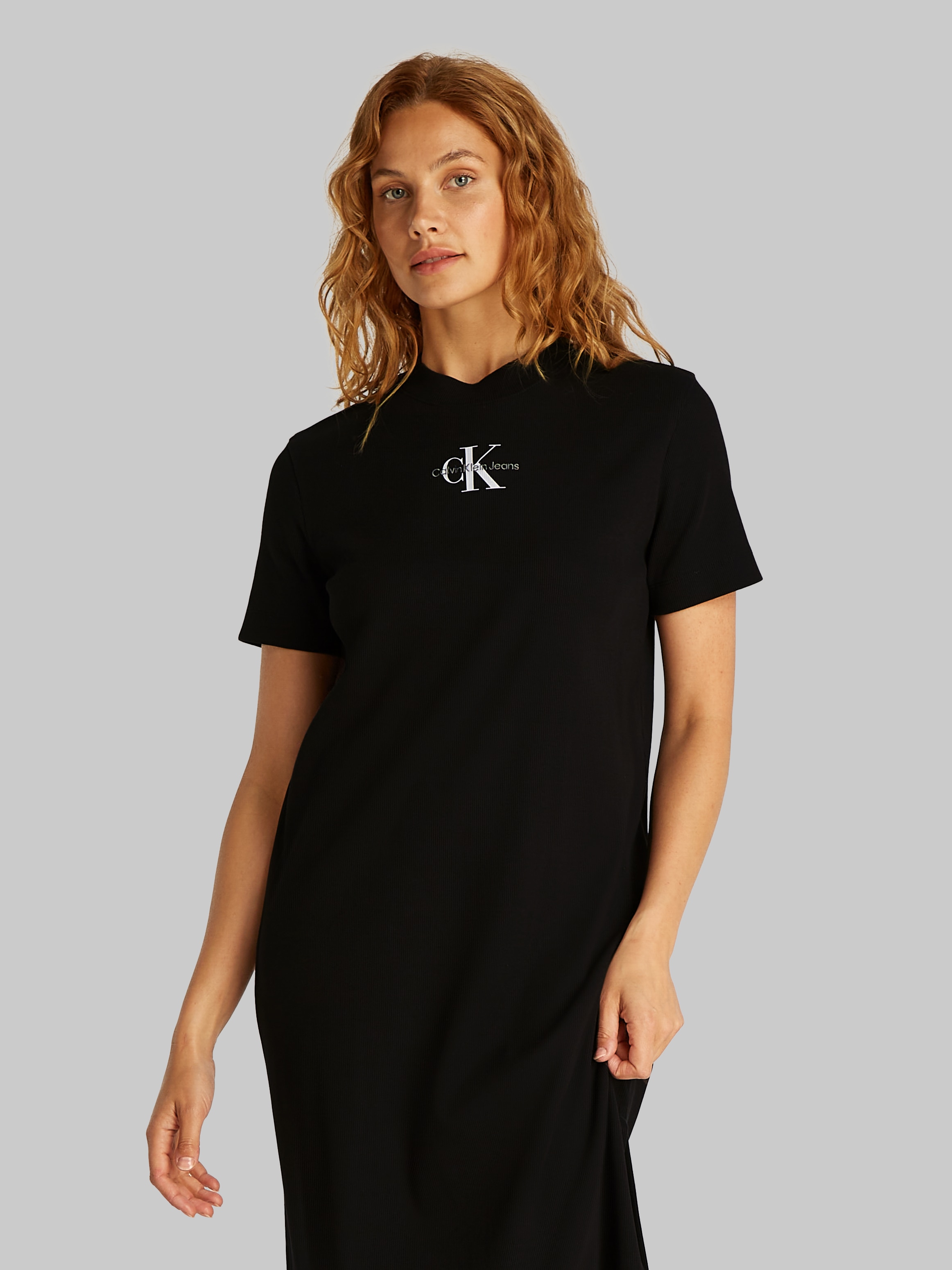 Calvin Klein Jeans Midikleid »MONOLOGO LONG RIB TEE DRESS«, mit Logo