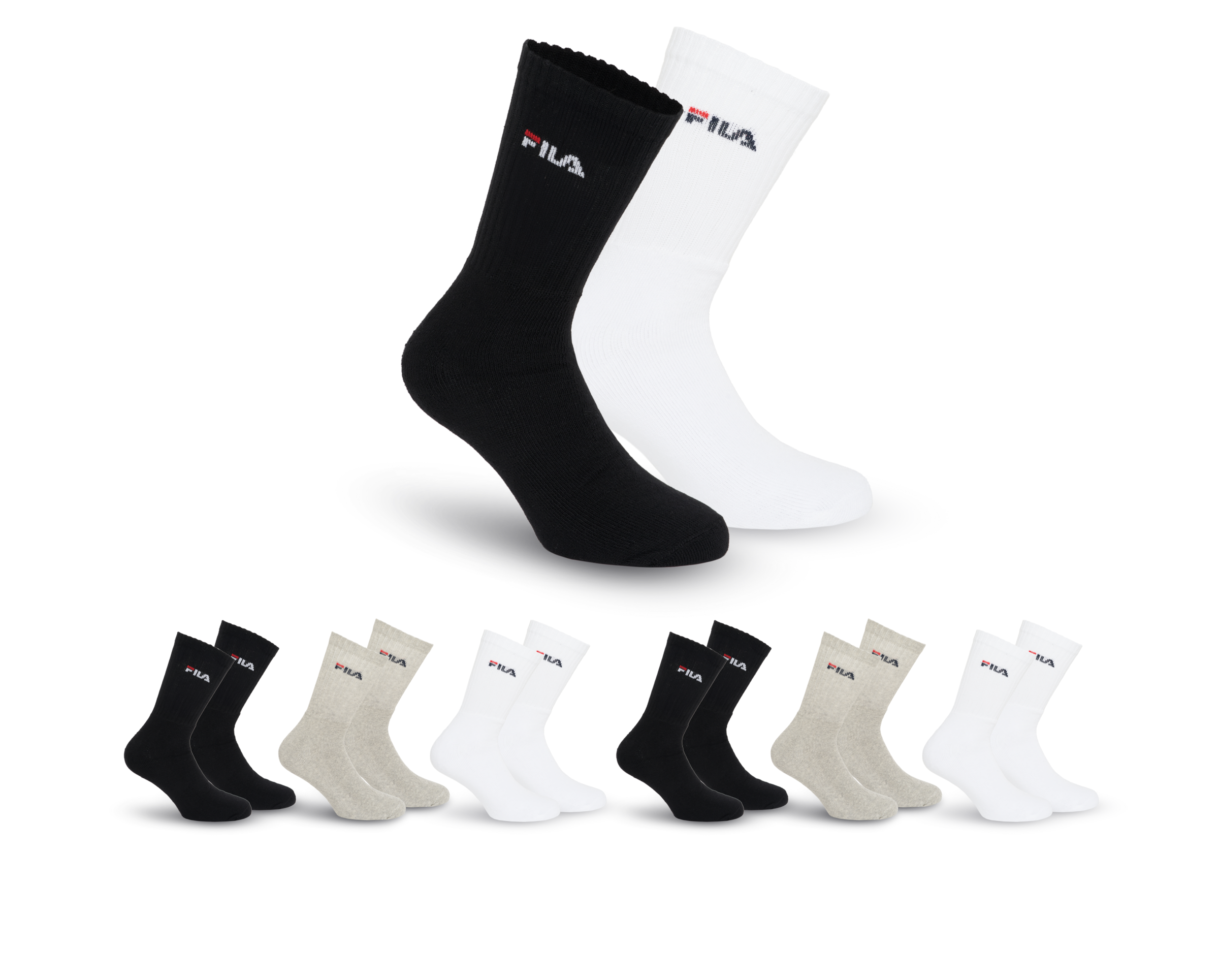 Image of Fila Sportsocken "UNISEX CREW TENNIS FULL TERRY SOCKS" 6 Paar tlg. mit eingestrickem Logo