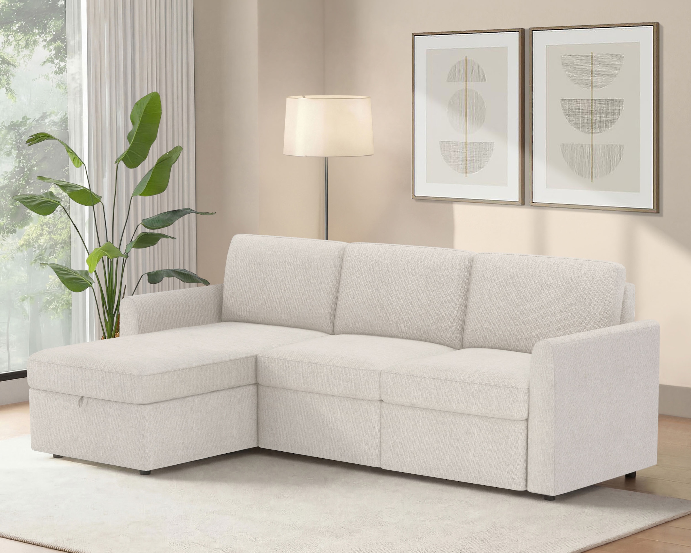 Dorel Home Ecksofa »NORDHUS, L-Form, 200 cm, Recamiere rechts/links montierbar« grosser Stauraum, softer Cord und feiner Webstoff-Bezug