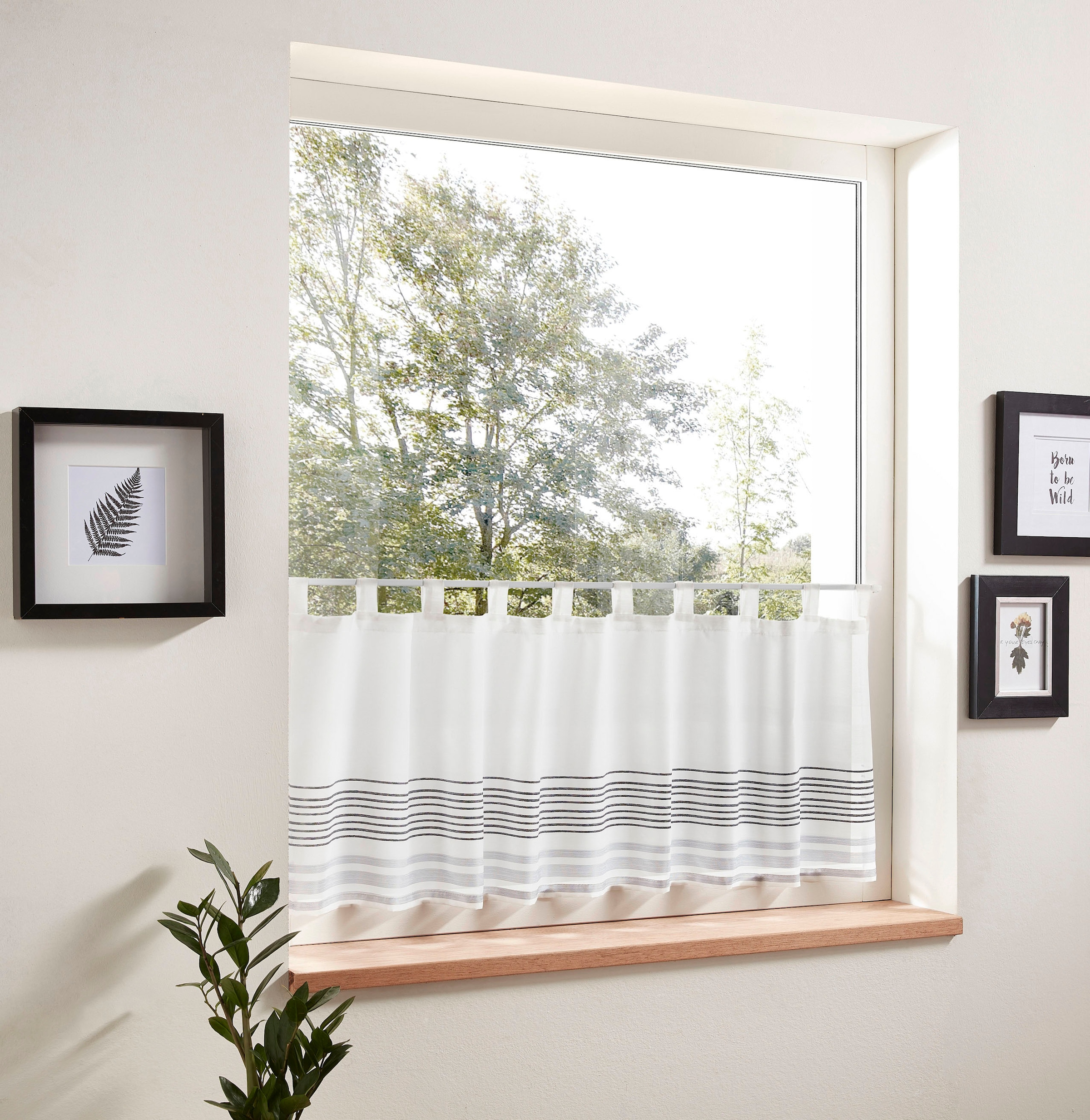 decolife Scheibengardine »Manu« Schlaufen 1 Stk. tlg. HxB: 45x140, Scheibengardine mit Webstruktur