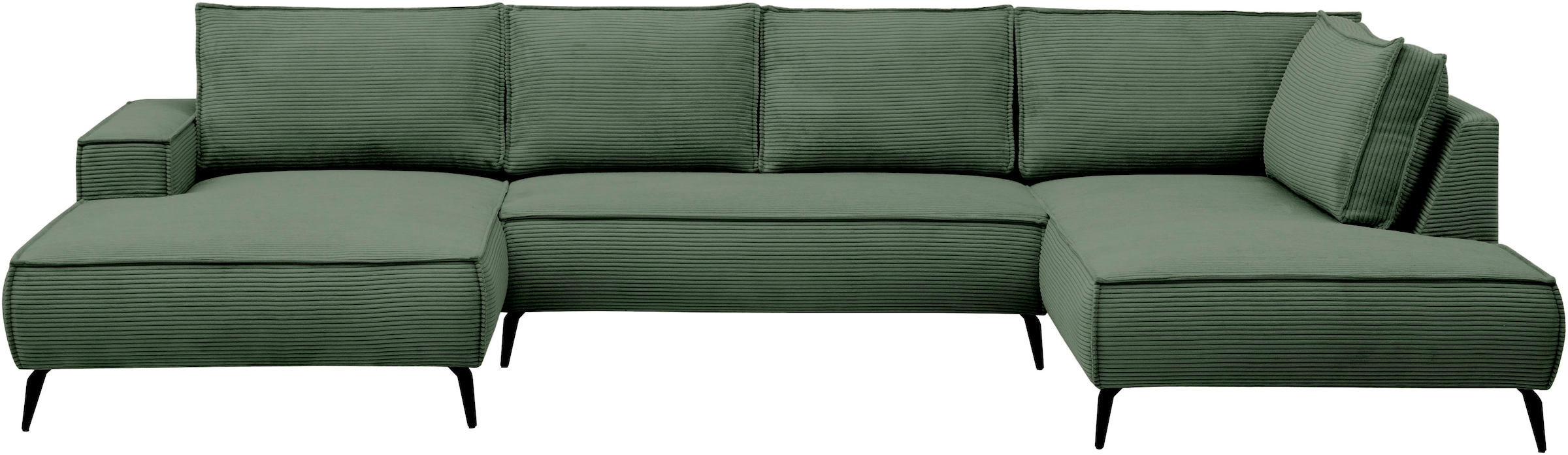 Home affaire Paysage de salon »TVINNU, moderne U-Form, Couch in Cord oder Webstoff in Leinenoptik« Recamiere rechts/links, schwarze Metallfüsse, bequeme Sitz-/Liegefläche