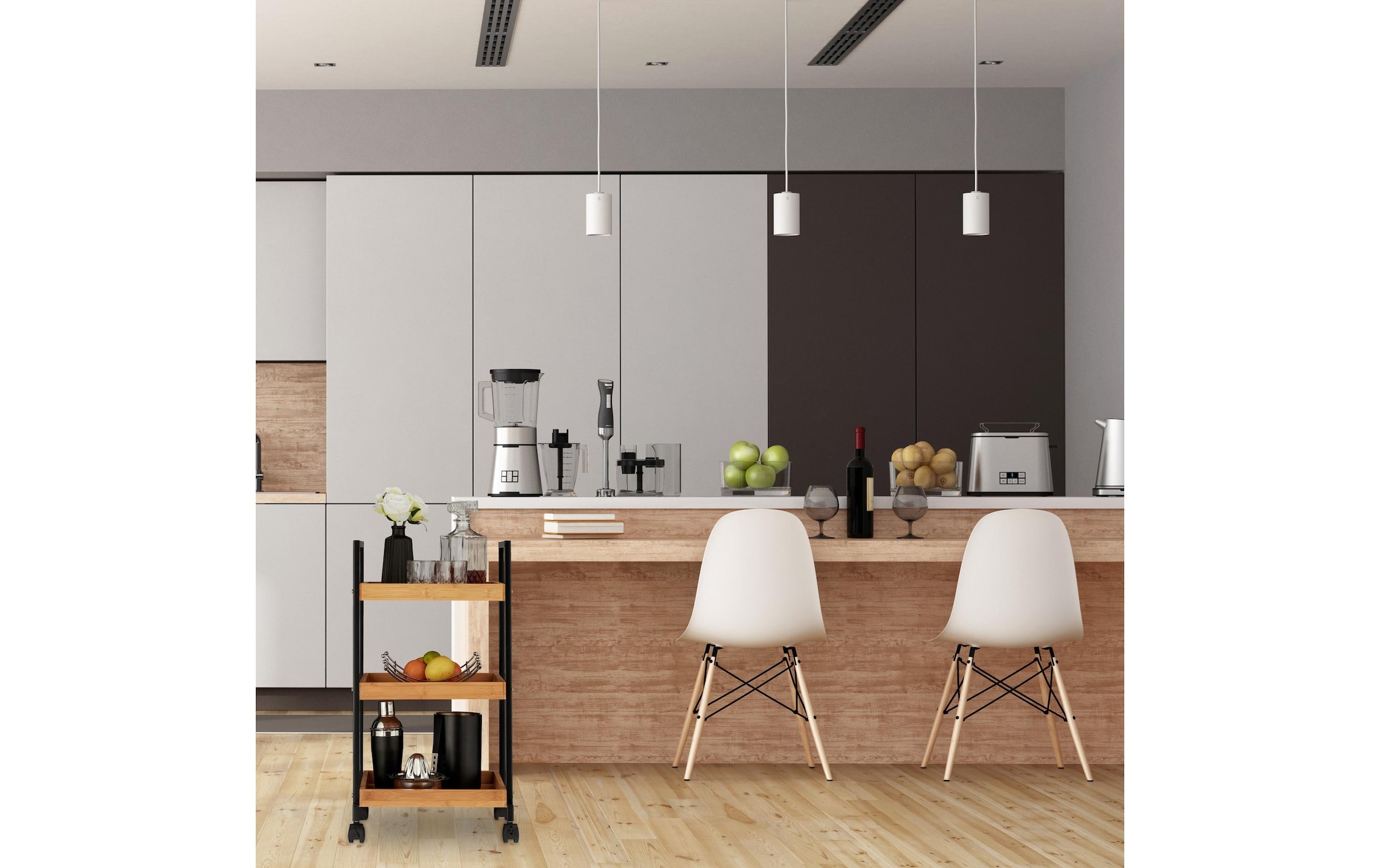 relaxdays Chariot de service »mit 3 Etagen 69.5 x 37 x 34 cm«