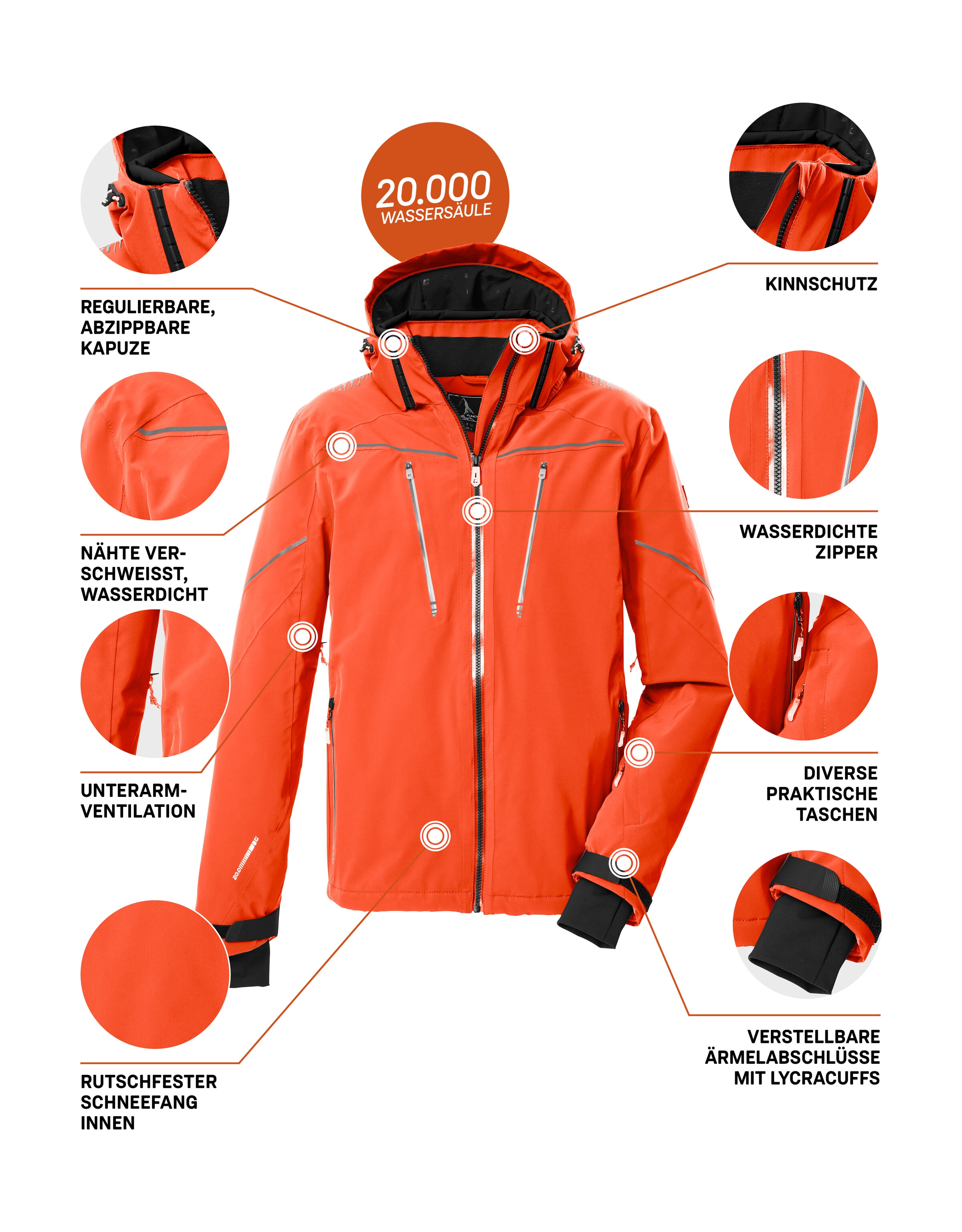 Killtec Veste de ski »KSW 50 MN SKI JCKT« Herren Skijacke: wasserdicht, atmungsaktiv, 4-Wege-Stretch, Schneefang