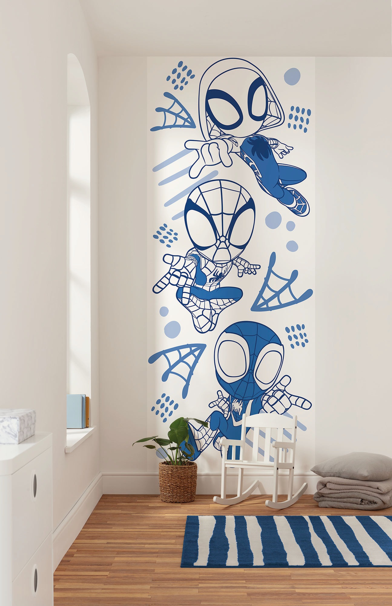 Image of Komar Kindertapete "Marvel Spidey and His Amazing Friends Blue Lines" bedruckt glatt