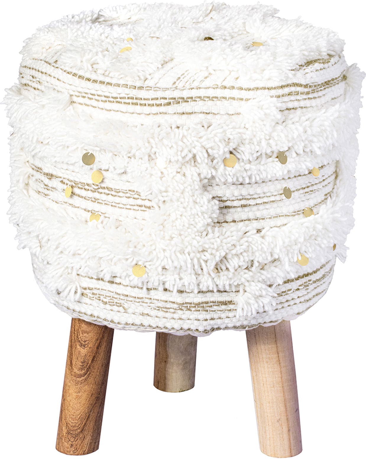 Image of Kayoom Sitzhocker "Hocker Bohist 425, charaktergebende Strukturen mit Fransen und Quasten" 1 Stk. tlg. handgefertigtes Unikat, Boho-Style, gut kombinierbar