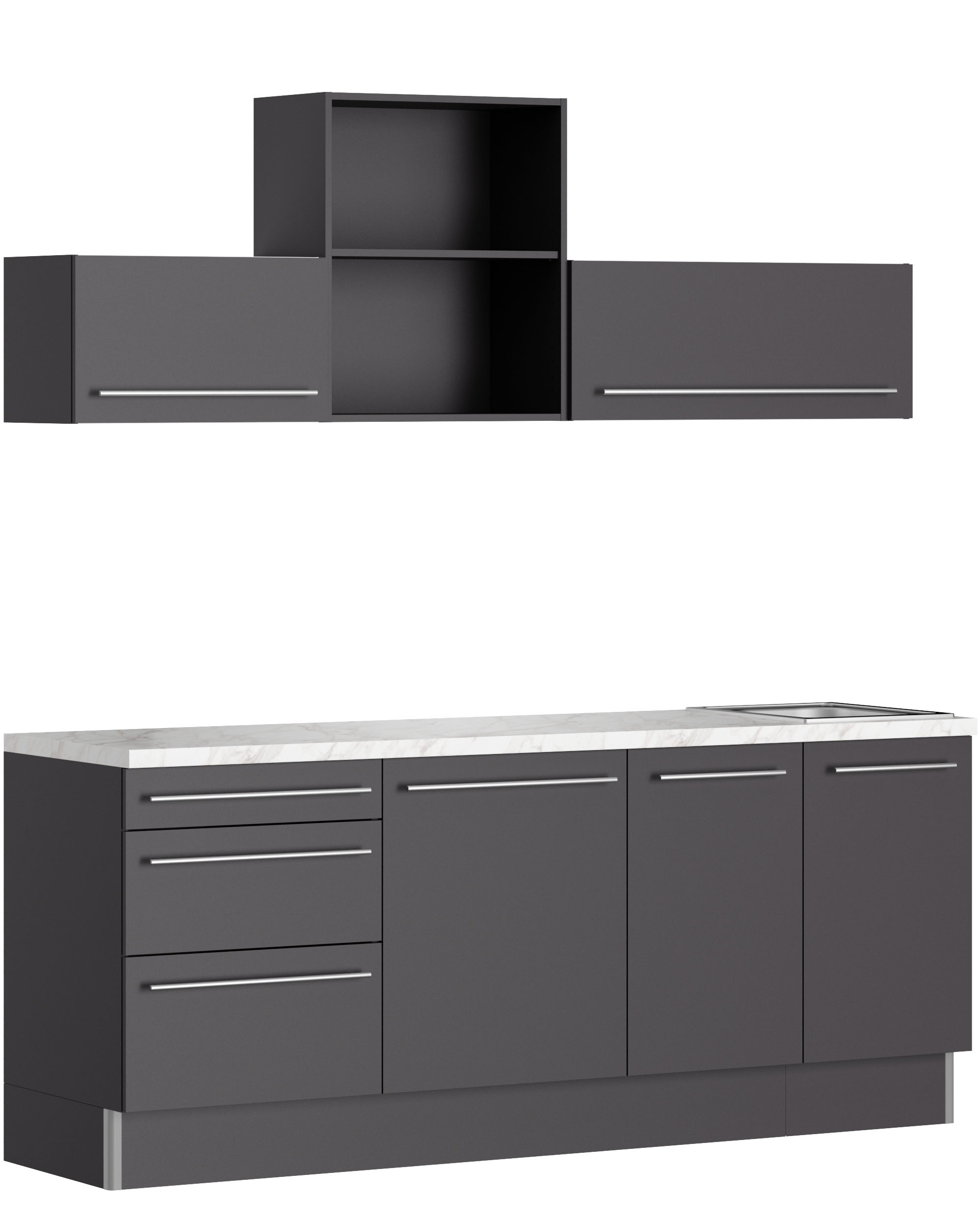 Image of KOCHSTATION Küche "KS-Bern2" Breite 210 cm, wahlweise mit E-Geräten, mit Regal