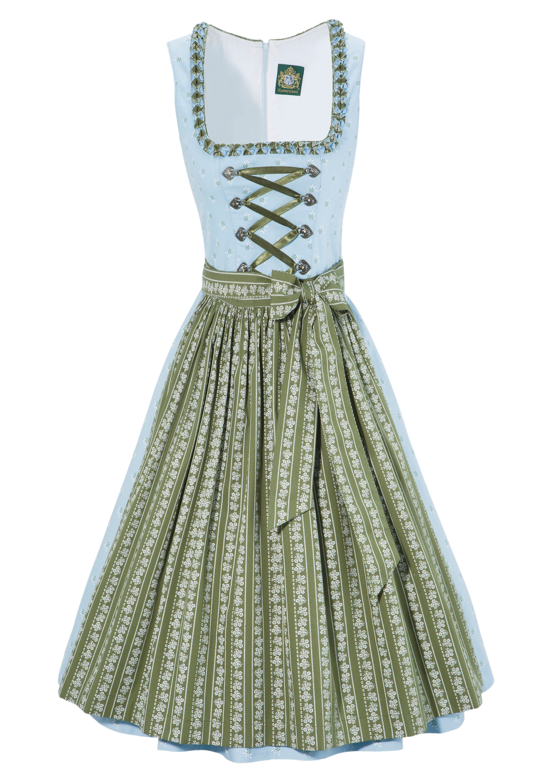 Dirndl midi mit Satinbandschnürung