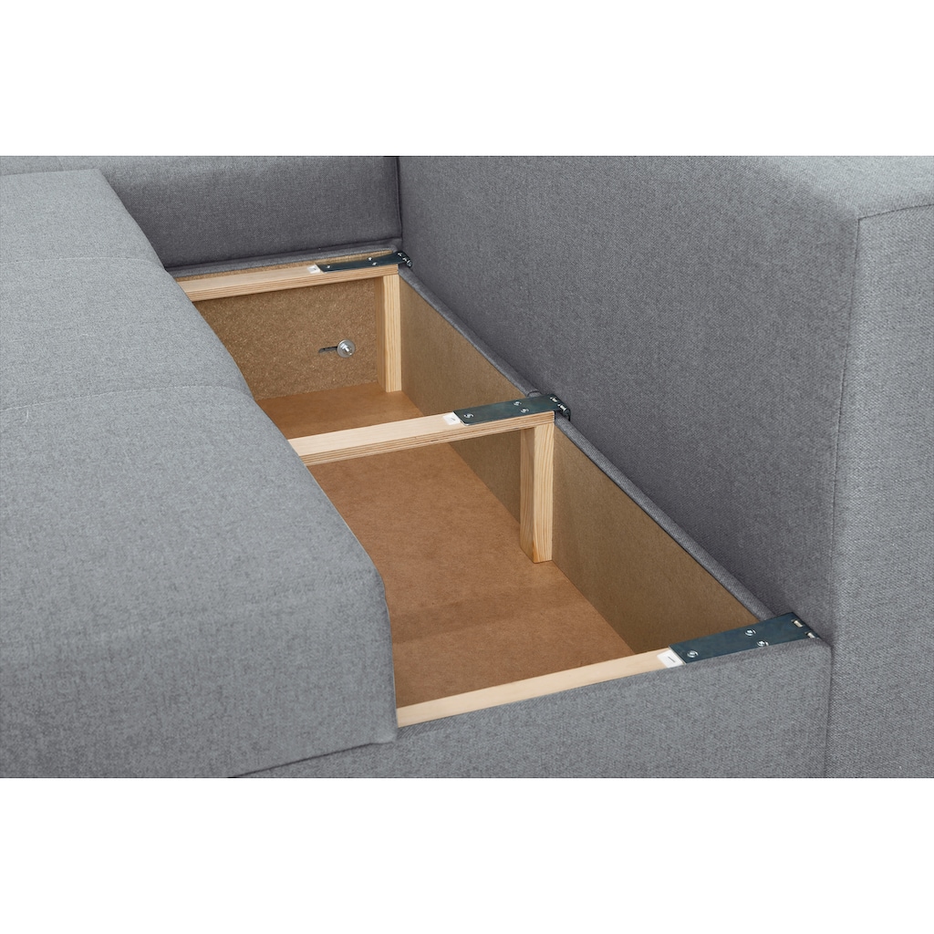 Home affaire Ecksofa »Sassari-Italia«, mit Bettfunktion und Bettkasten, Federkern-Polsterung